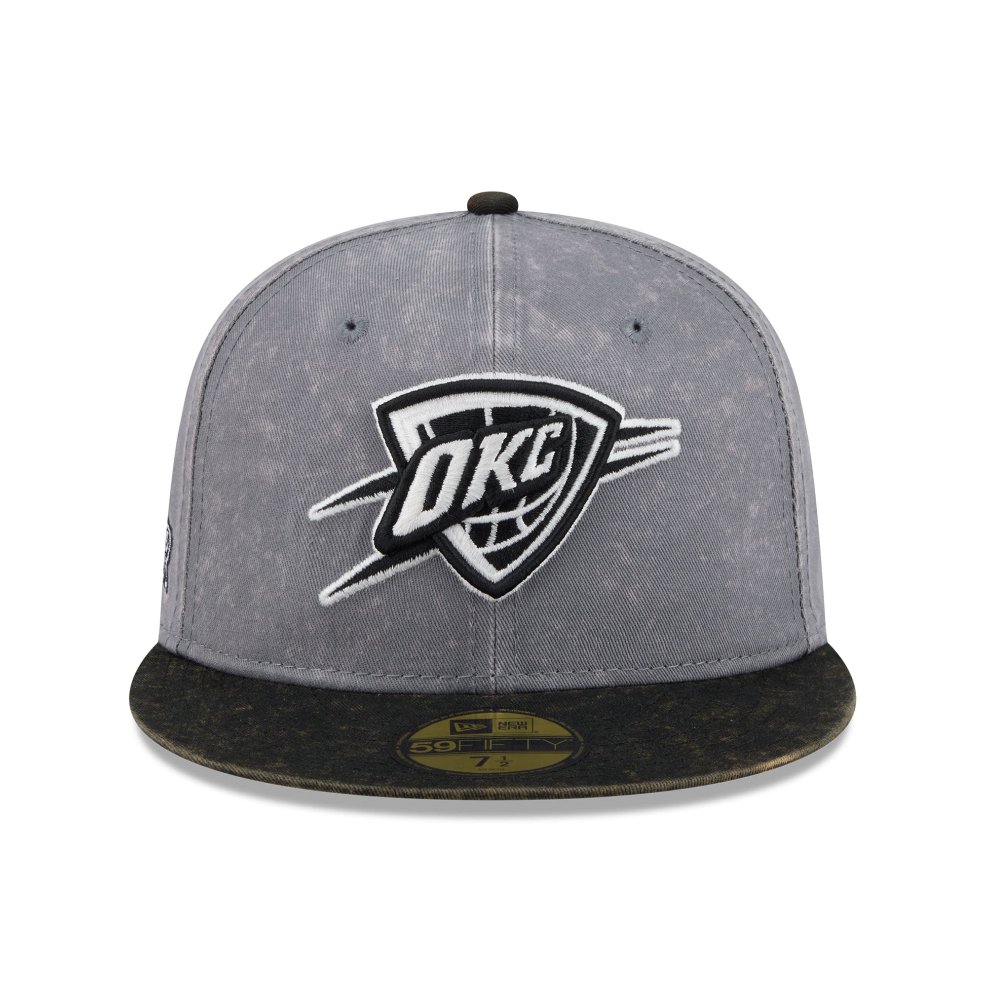 Men's New Era Gray/Black Oklahoma City Thunder Washed 59FIFTY Fitted Hat