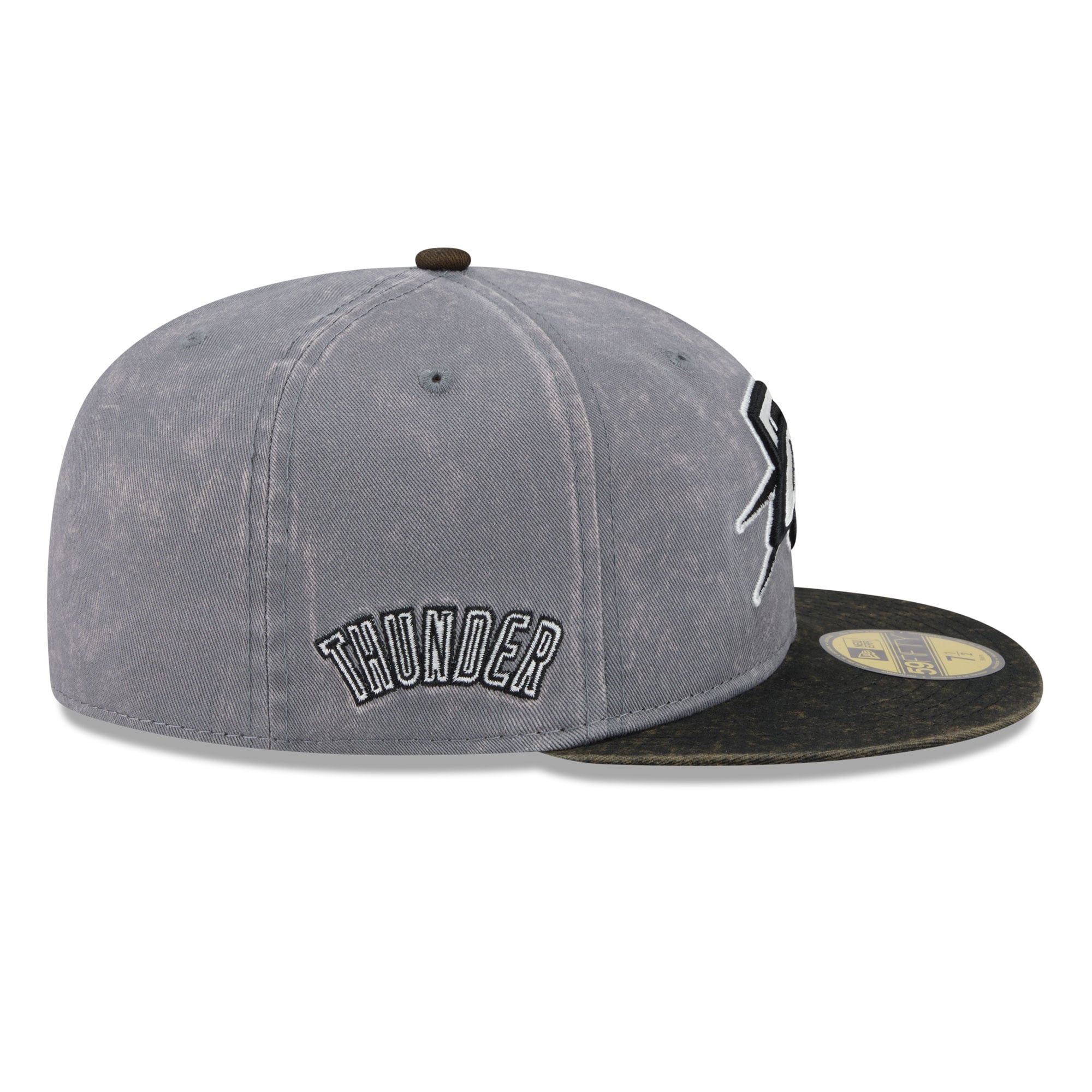 Men's New Era Gray/Black Oklahoma City Thunder Washed 59FIFTY Fitted Hat