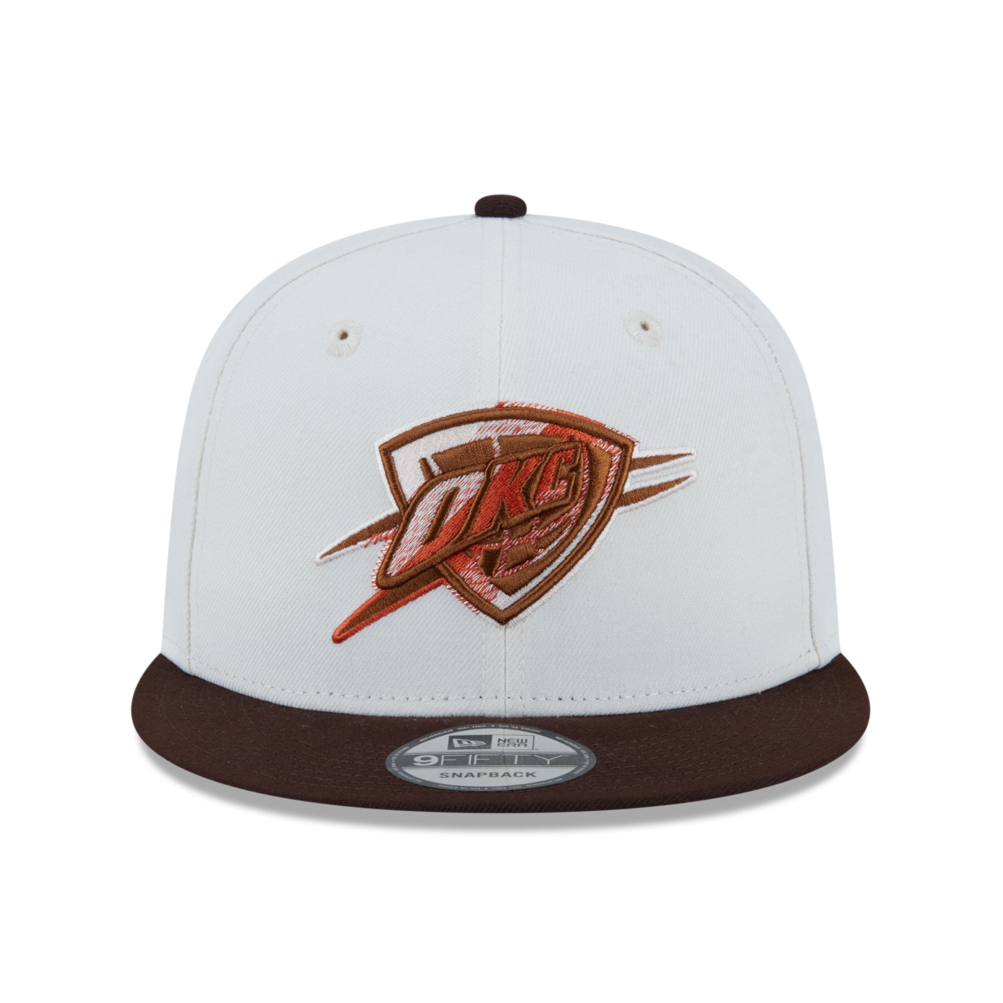 Casquette snapback New Era 9FIFTY blanche pour homme, motif citrouille épicée Oklahoma City Thunder
