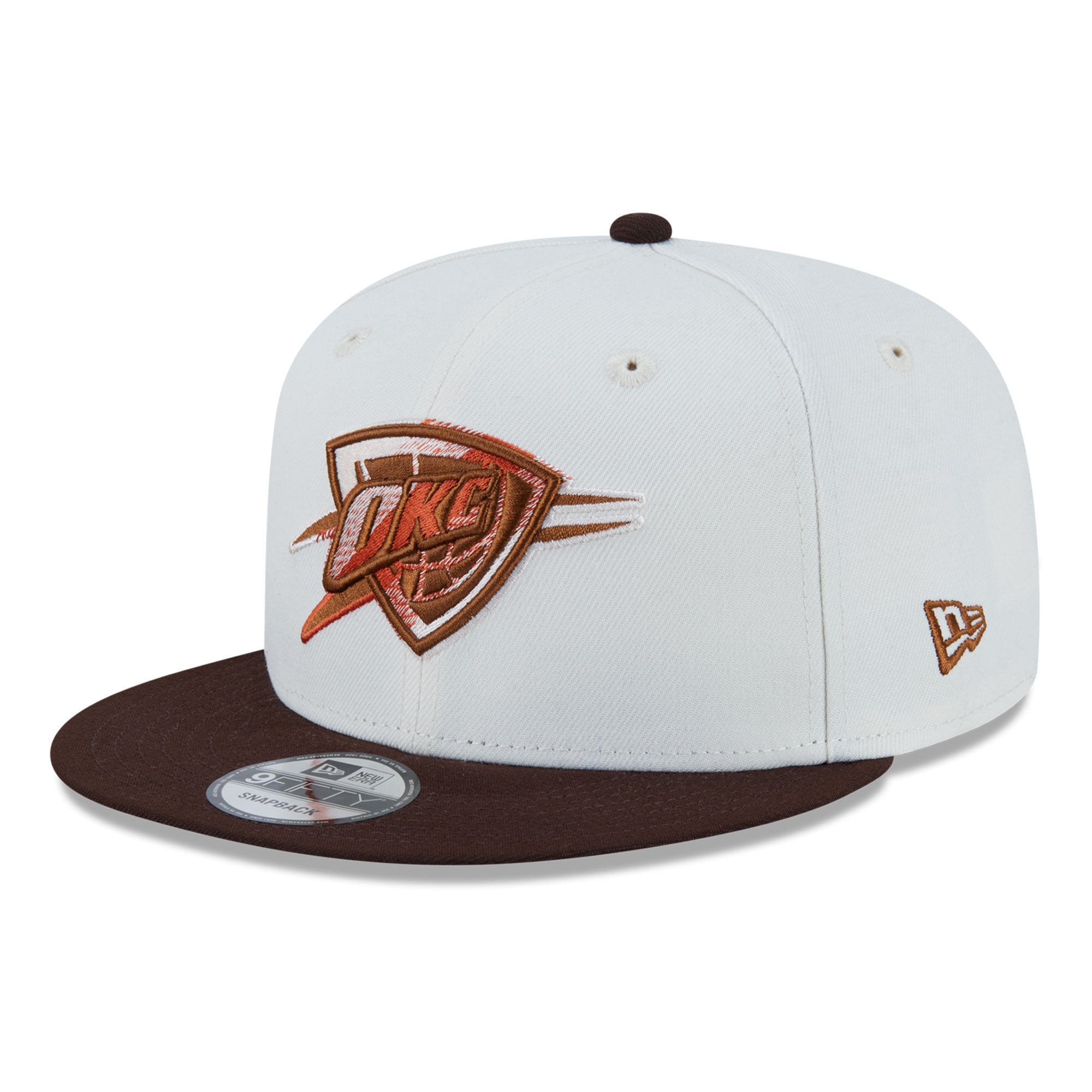Casquette snapback New Era 9FIFTY blanche pour homme, motif citrouille épicée Oklahoma City Thunder