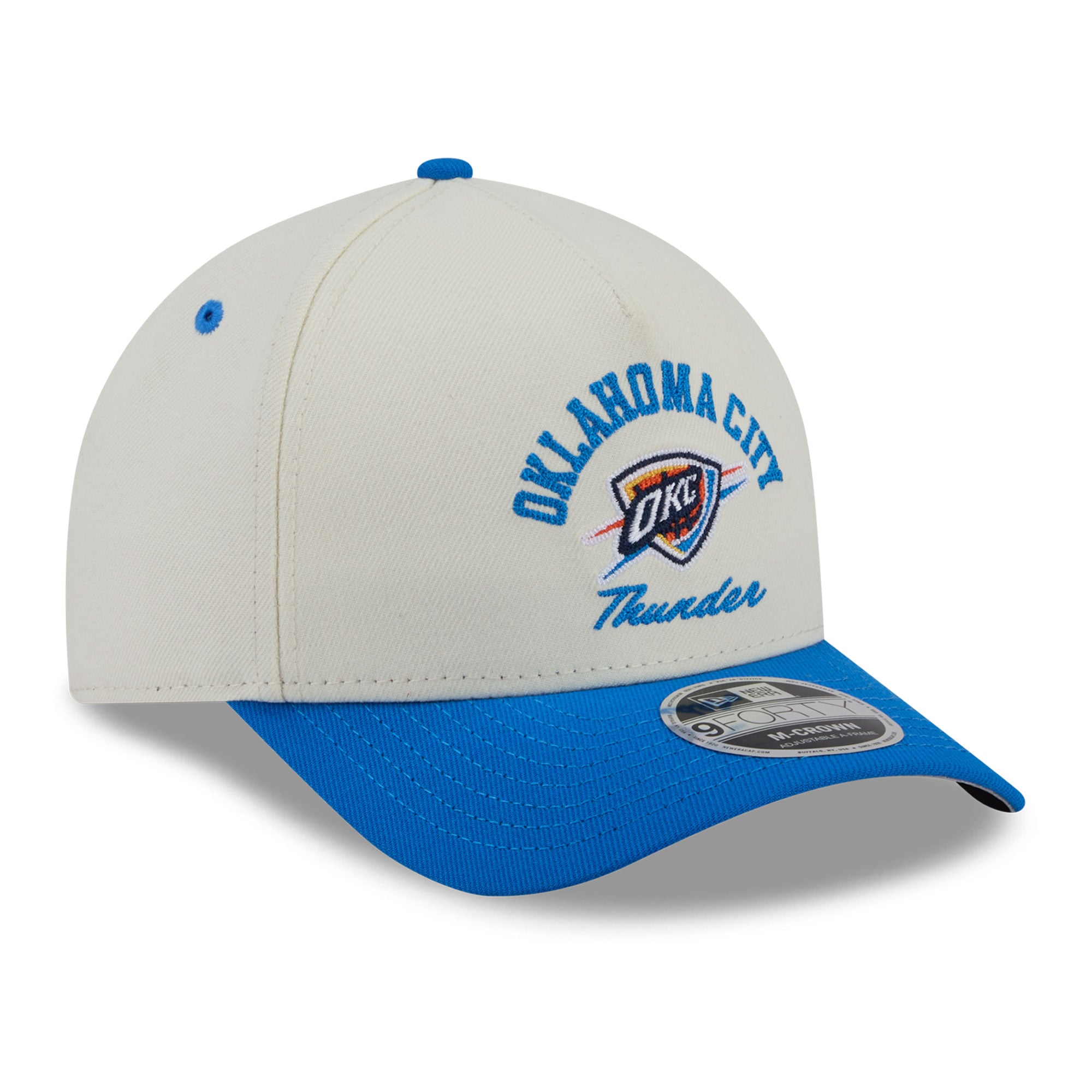 Casquette ajustable New Era Oklahoma City Thunder Arch 9FORTY blanche et bleue pour homme