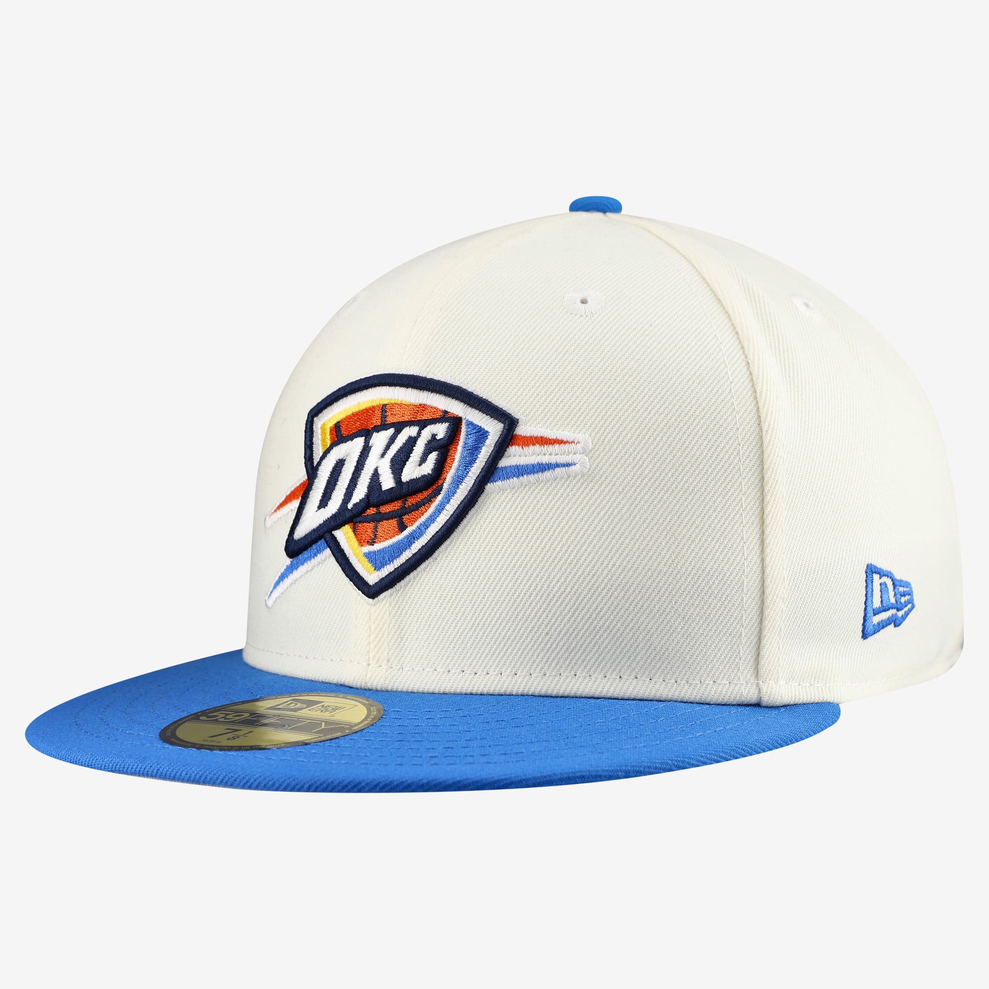 Men's Oklahoma City Thunder New Era White/Blue Chrome 59FIFTY Fitted Hat