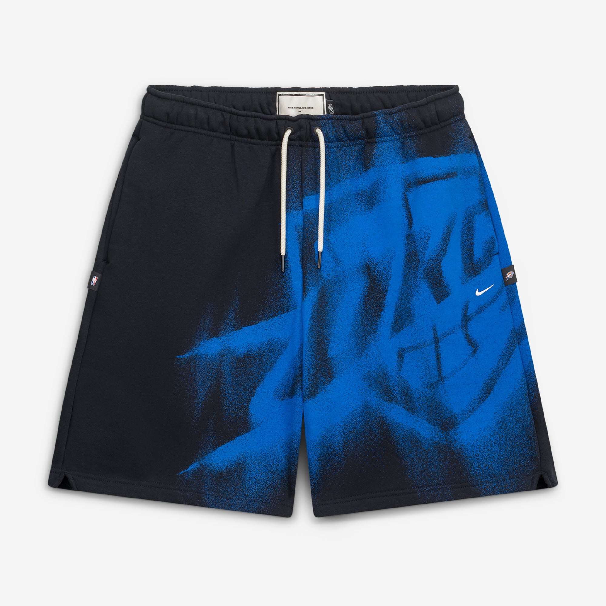 Short de sport Nike Icon en polaire noire pour homme, modèle Standard Issue 2026 Oklahoma City Thunder.