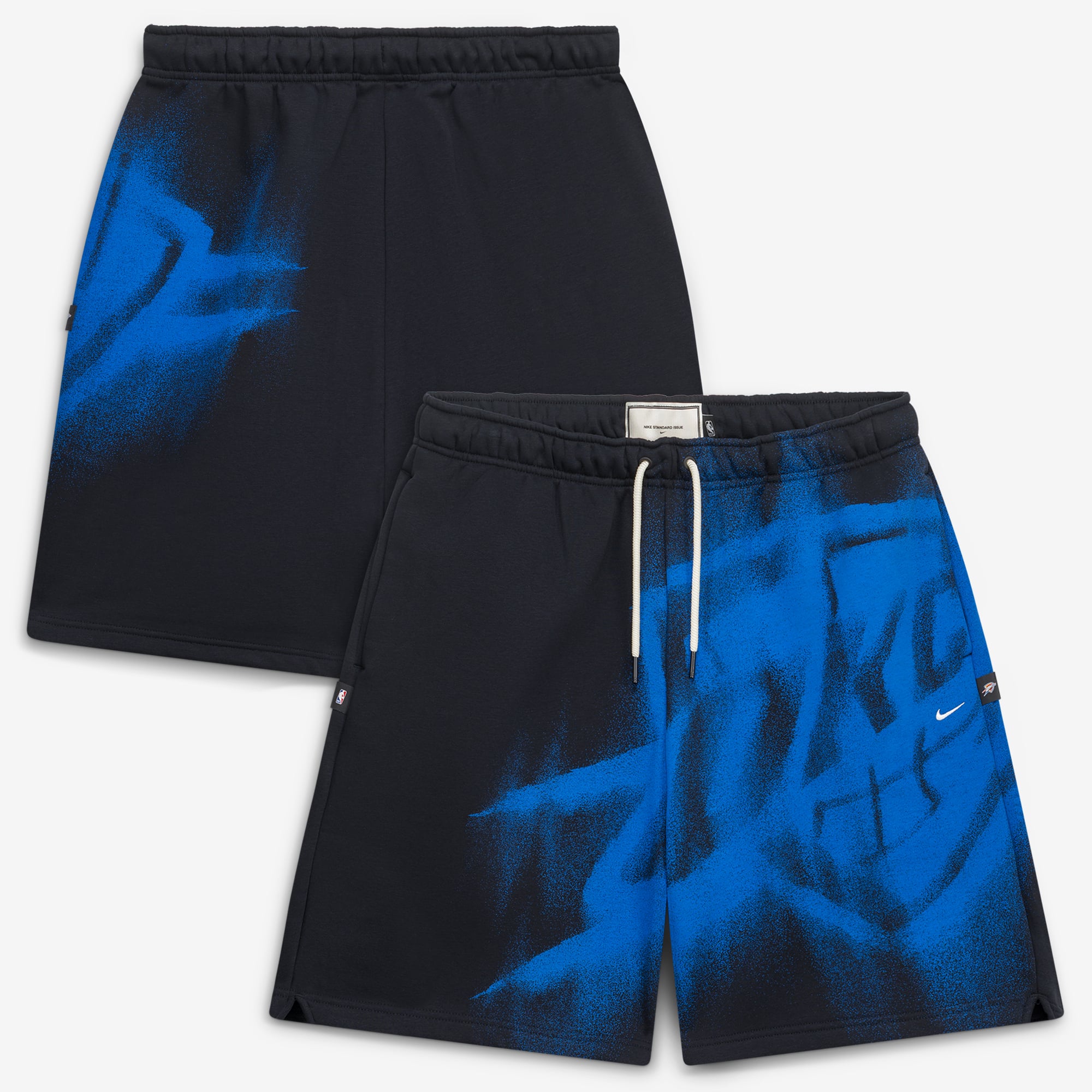 Short de sport Nike Icon en polaire noire pour homme, modèle Standard Issue 2026 Oklahoma City Thunder.