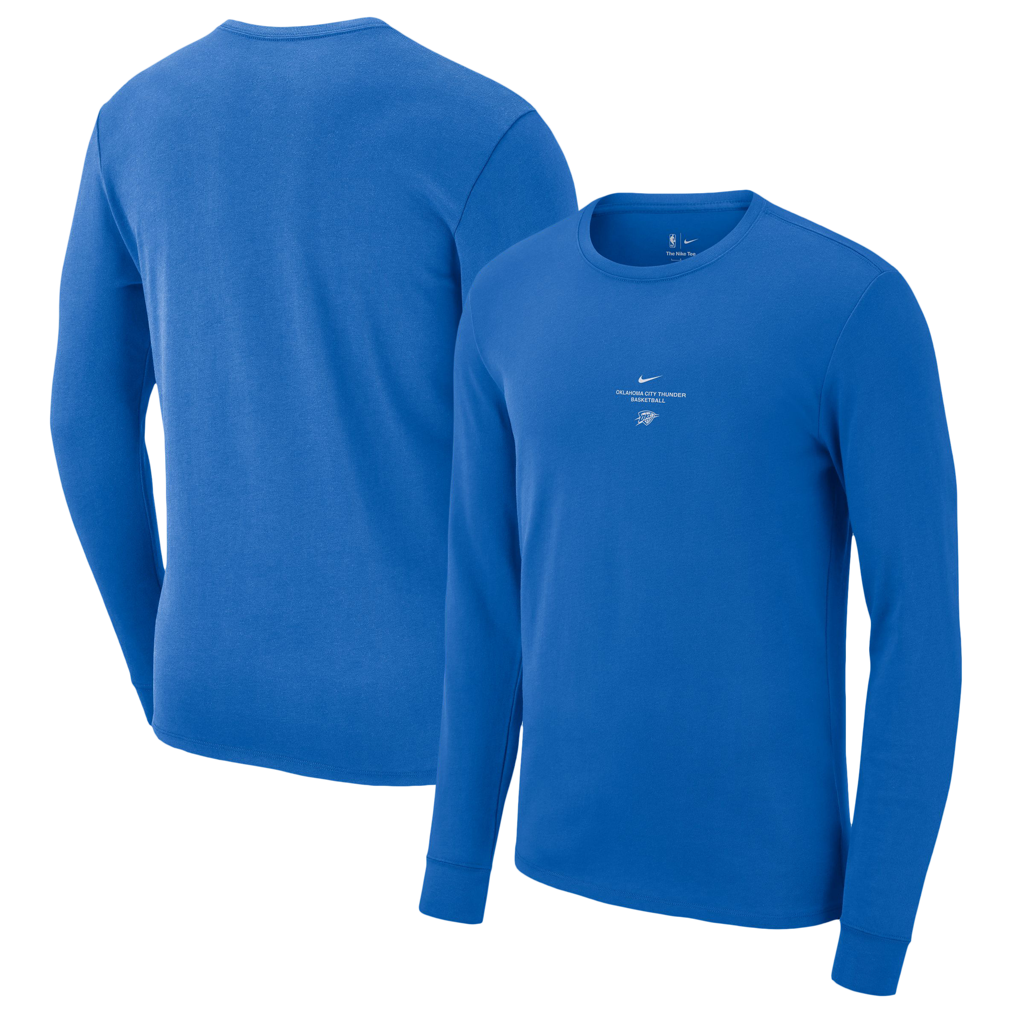 T-shirt d'entraînement à manches longues Nike bleu Oklahoma City Thunder 2026 Standard Issue pour homme
