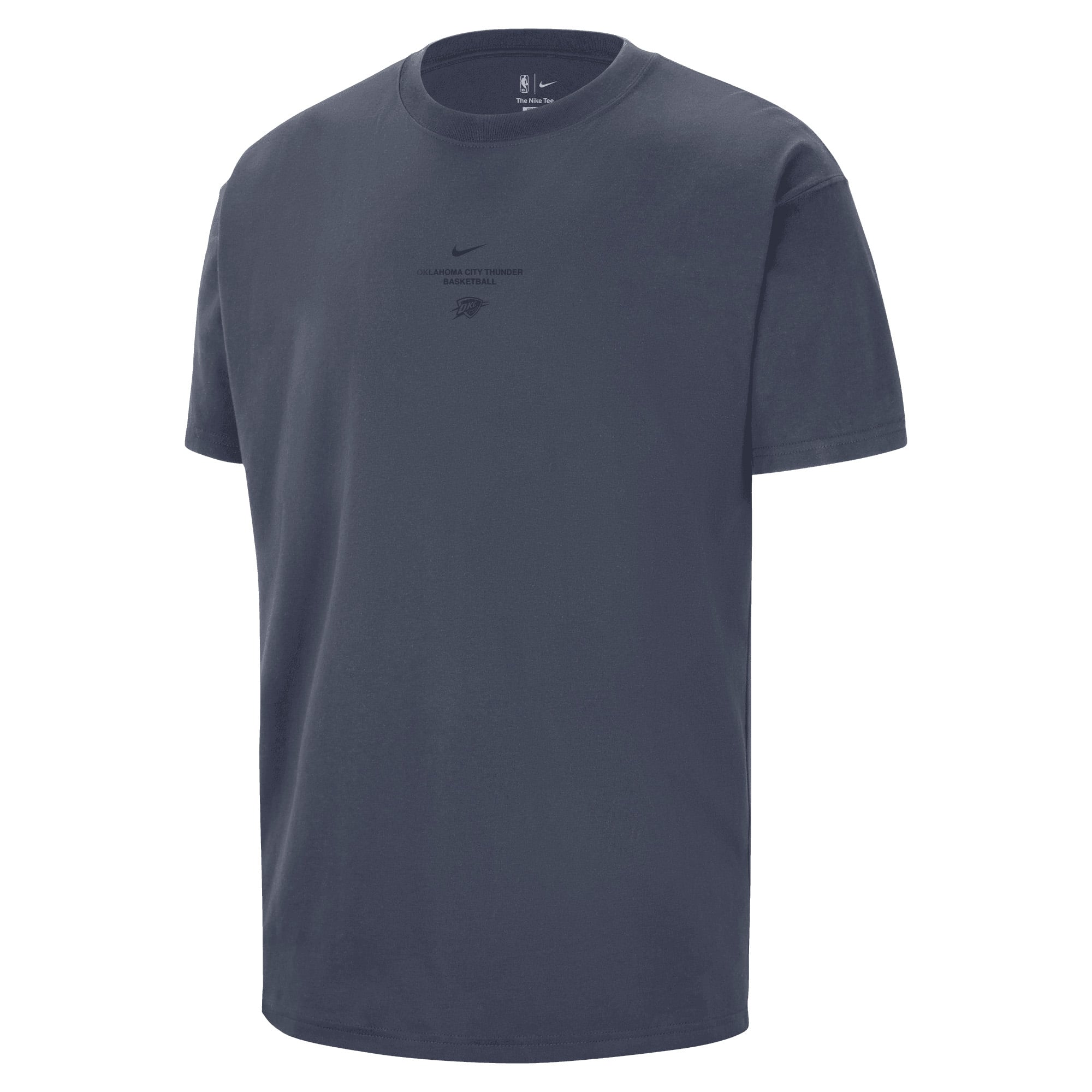 T-shirt Nike Max 90 d'avant-match Oklahoma City Thunder 2026, bleu marine, pour homme
