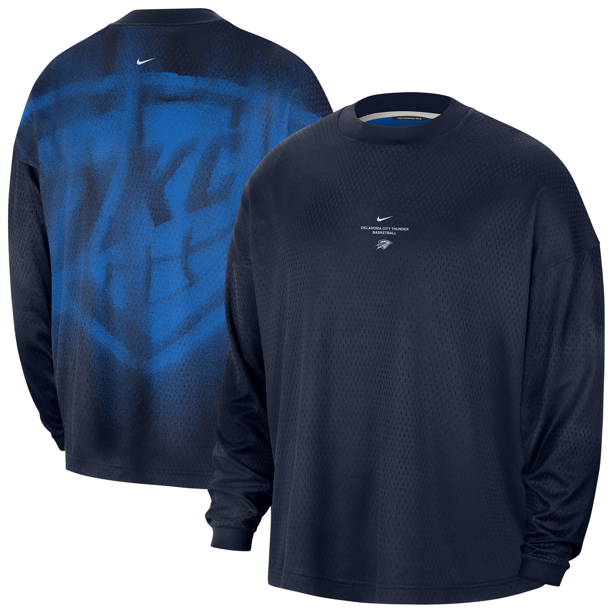 T-shirt à manches longues Nike Navy Oklahoma City Thunder 2026 Standard Issue pour homme