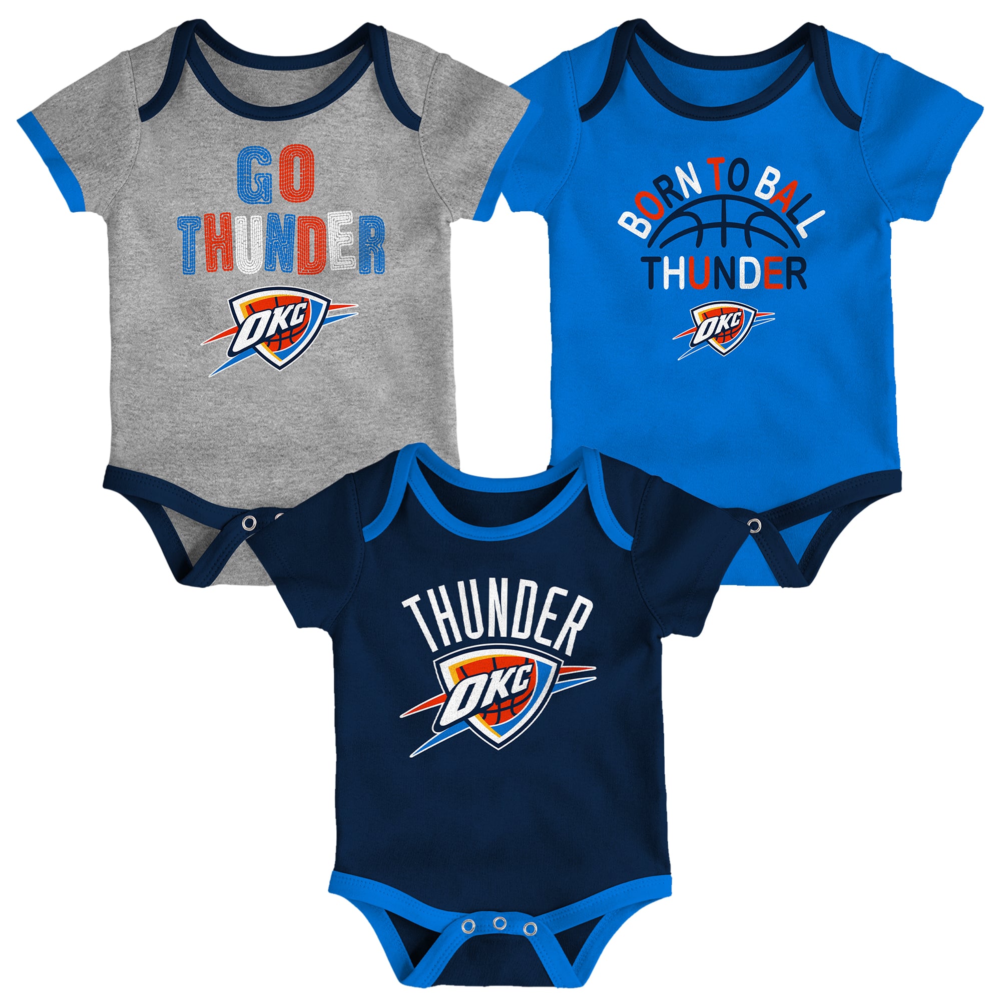 Ensemble de 3 bodies Outerstuff Oklahoma City Thunder Born To Ball pour nouveau-nés et nourrissons