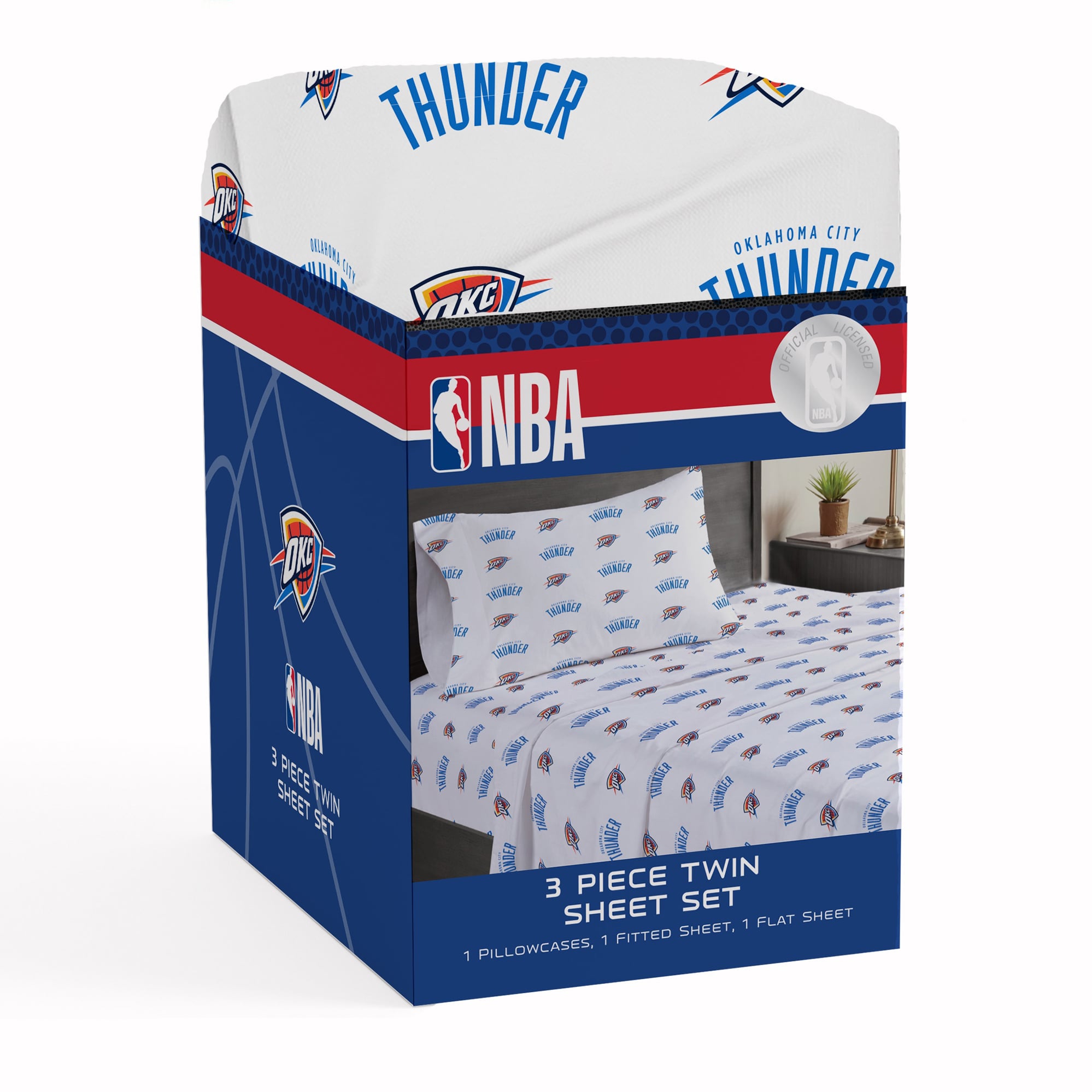 Ensemble de draps trois pièces Pegasus Oklahoma City Thunder pour lit simple