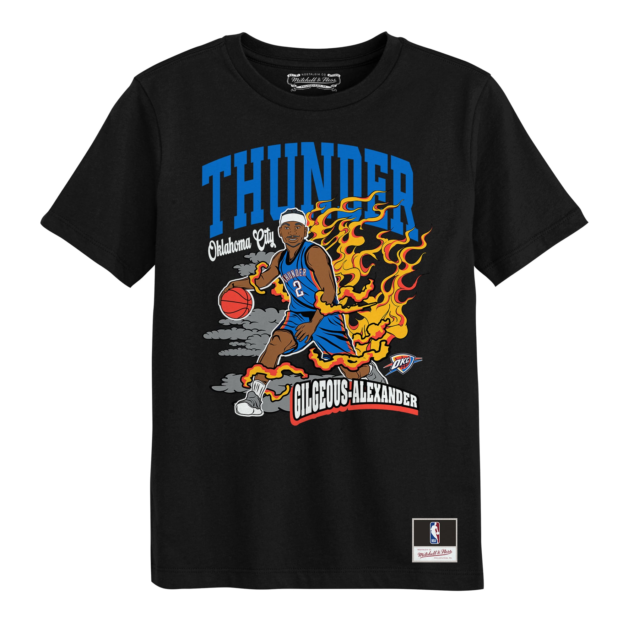 T-shirt Mitchell & Ness Shai Gilgeous-Alexander noir Oklahoma City Thunder pour enfants d'âge préscolaire