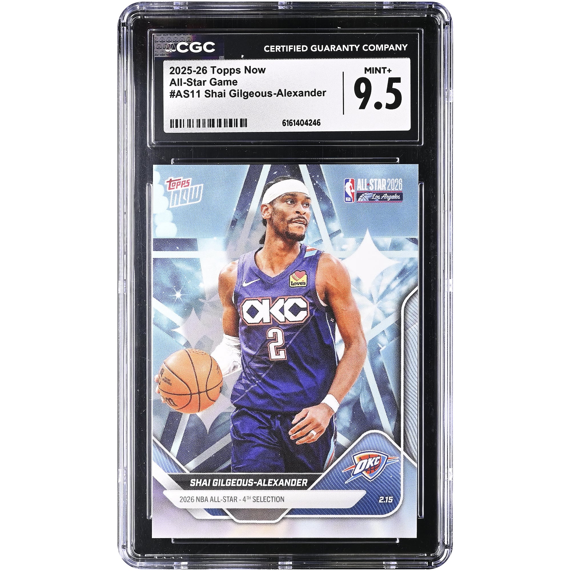Carte Shai Gilgeous-Alexander Oklahoma City Thunder 2025-26 Topps Now All-Star Game #AS11 authentifiée CGC 9.5