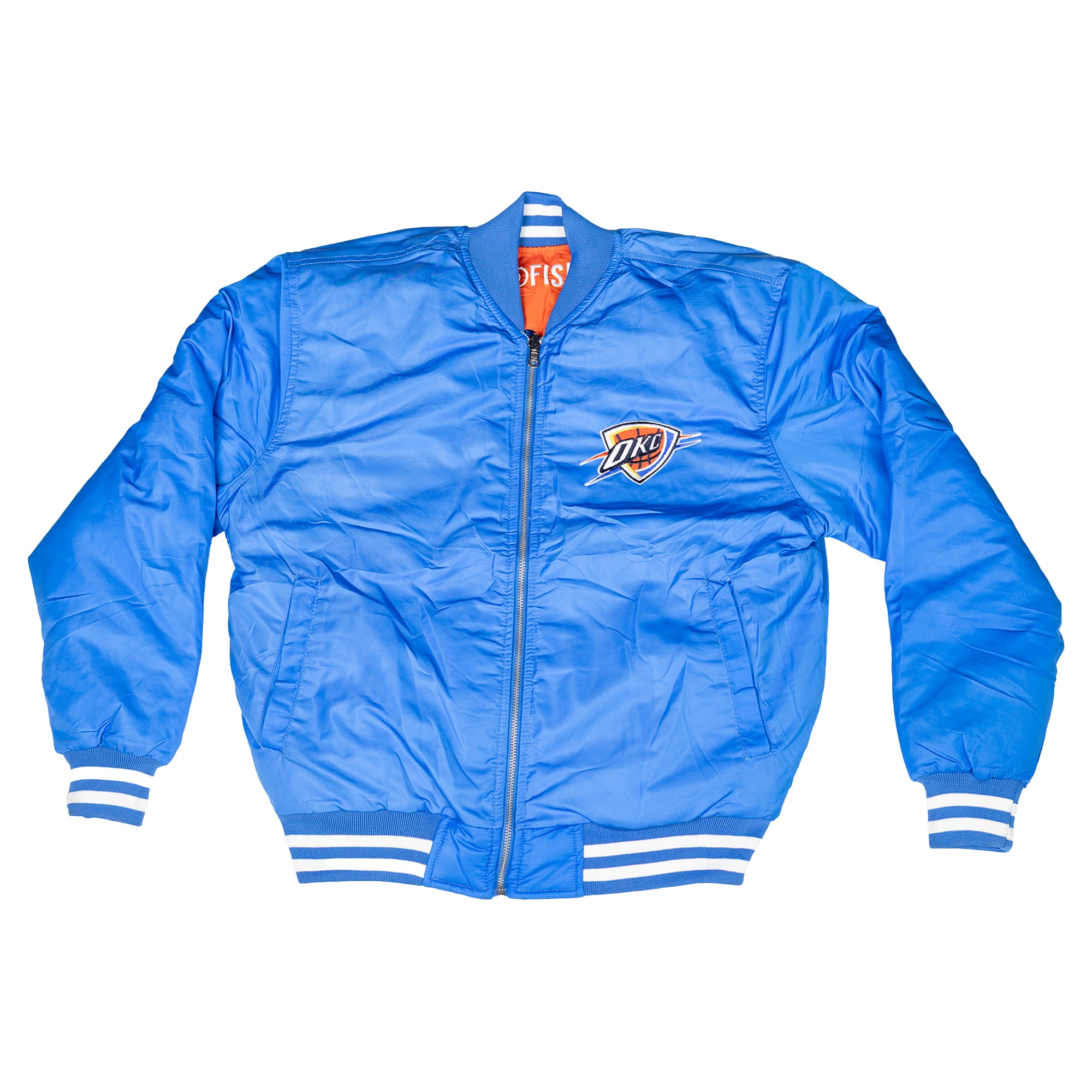 Veste de vol réversible unisexe FISLL bleue/orange Oklahoma City Thunder à fermeture éclair intégrale