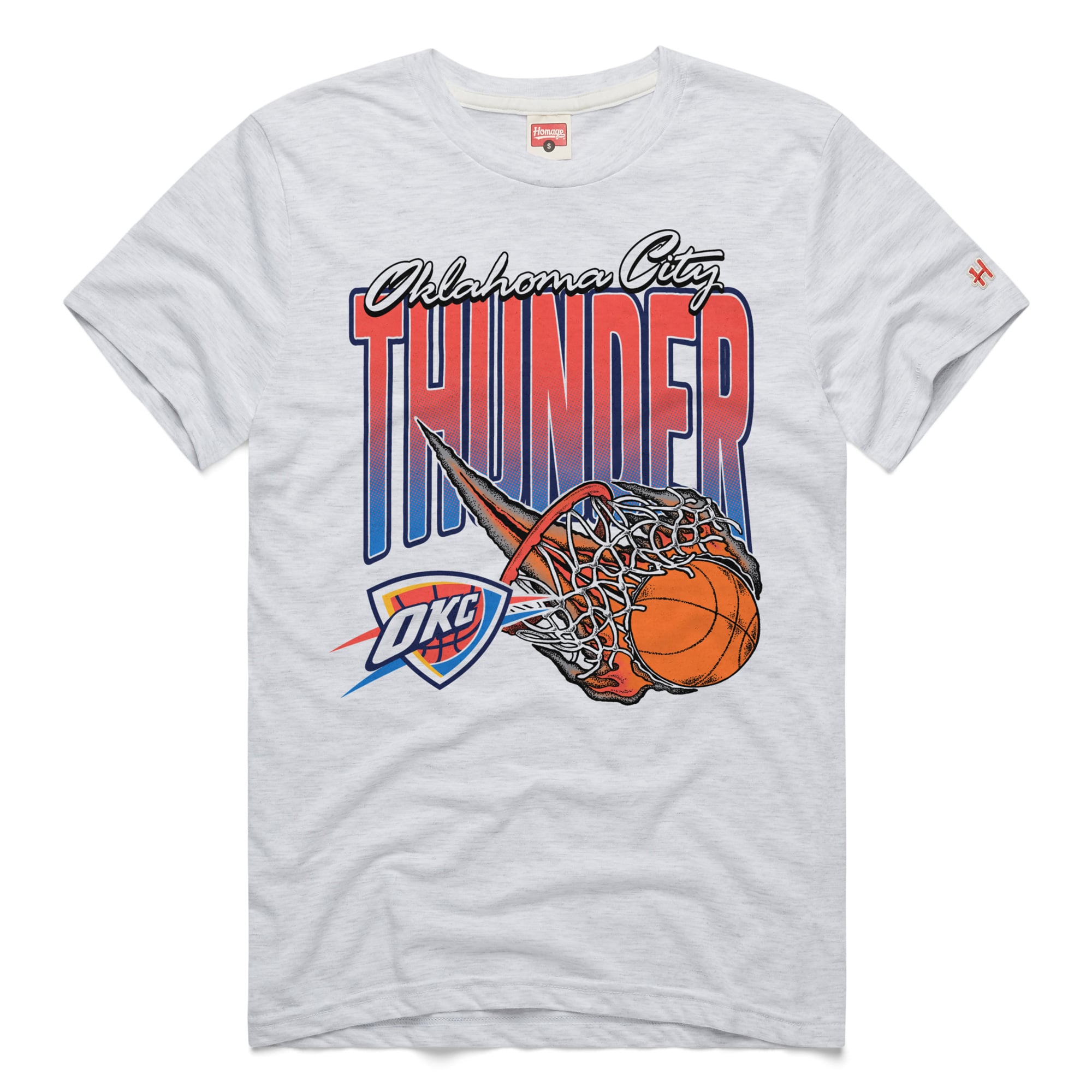 Unisex Homage  Ash Oklahoma City Thunder On Fire Tri-Blend T-Shirt