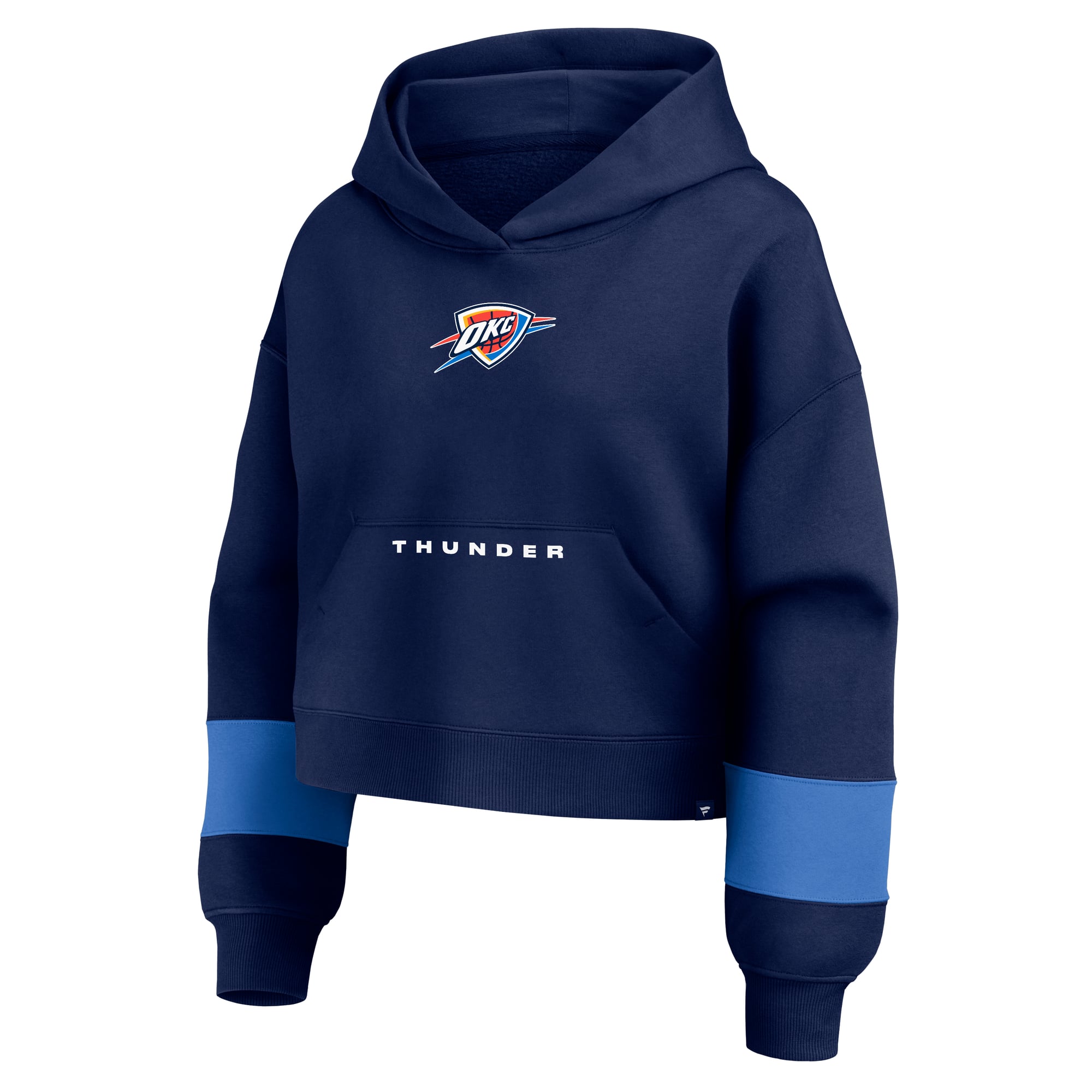 Women's Fanatics  Oklahoma City Thunder Navy Beat Records Cropped Fleece Hoodie