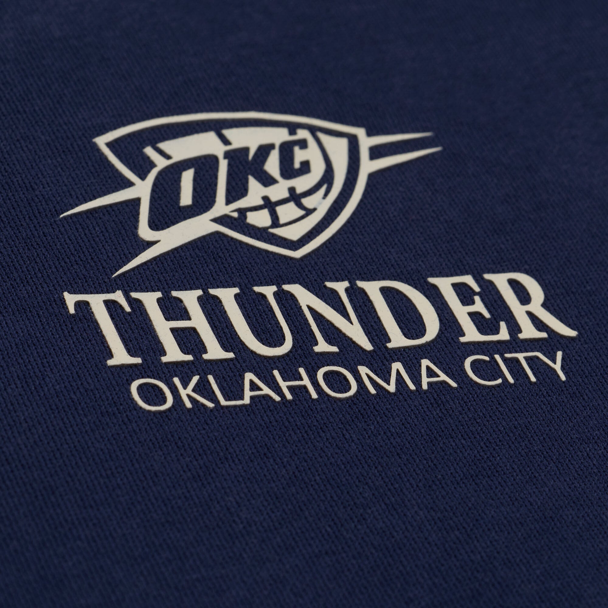 Women's Mitchell & Ness Navy Oklahoma City Thunder Core Essentials Micro Logo Fleece Sweatshirt