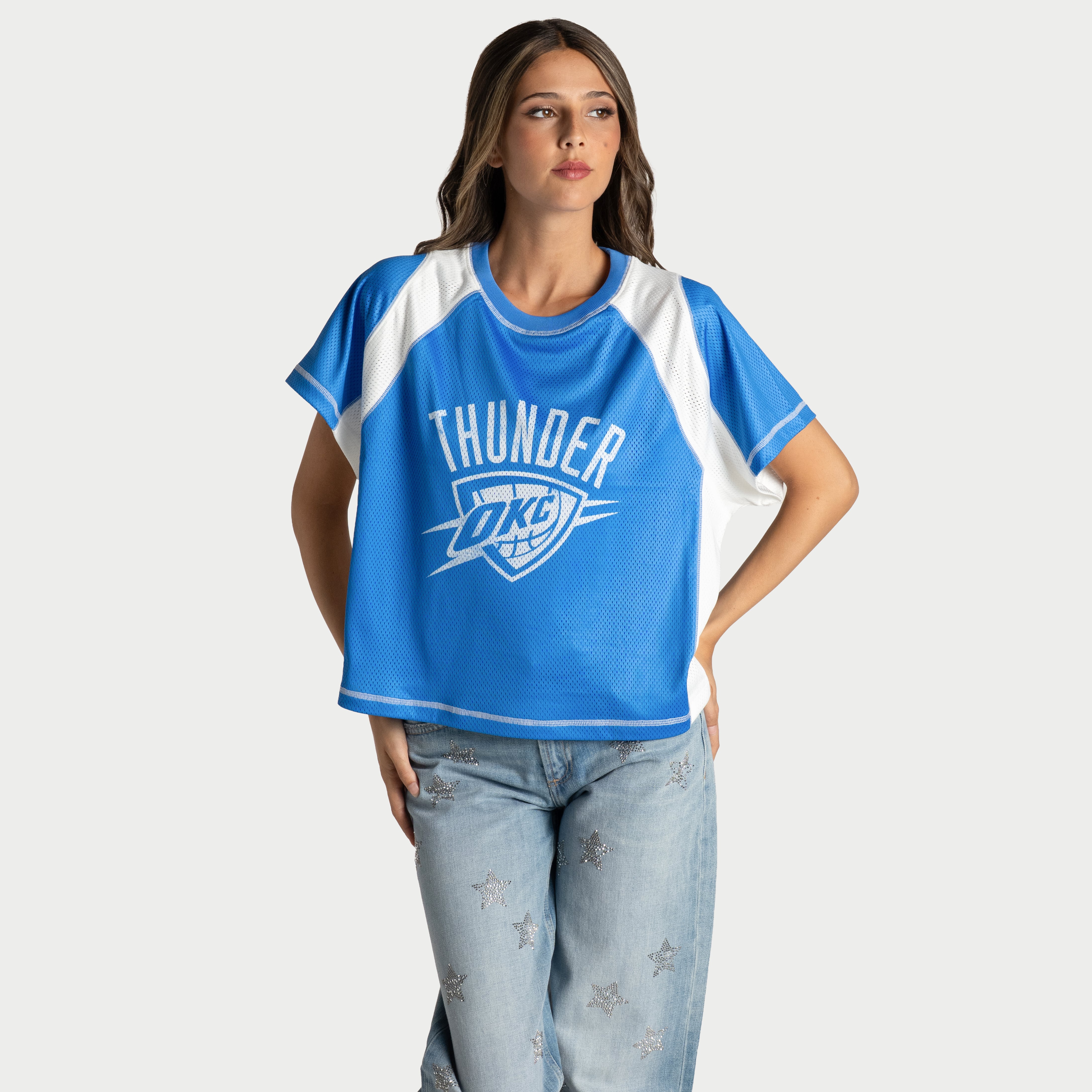 Haut raglan en maille contrastée bleue The Wild Collective pour femme