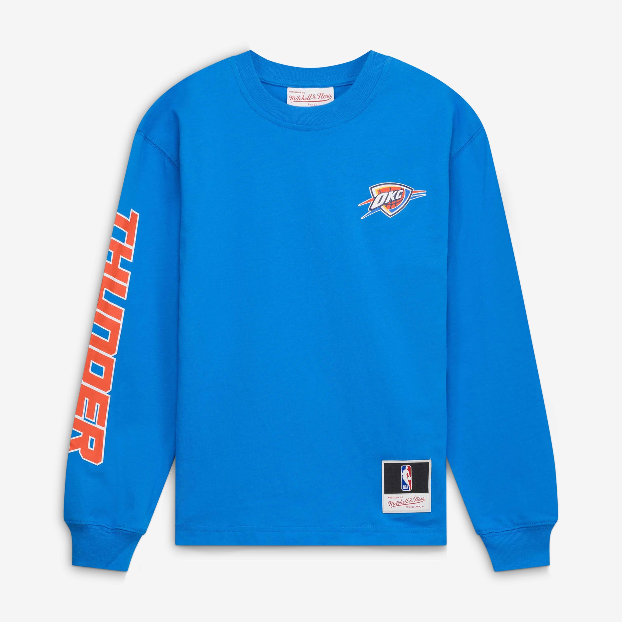 T-shirt à manches longues Mitchell & Ness bleu Oklahoma City Thunder Triple Play pour jeunes