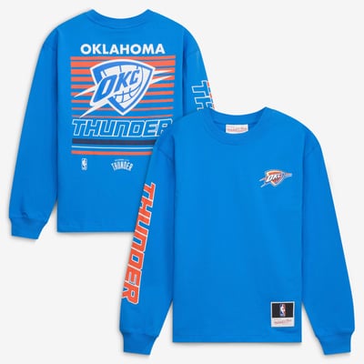 Oklahoma City Thunder Mitchell & Ness Youth Triple Play Long Sleeve T-Shirt - Blue