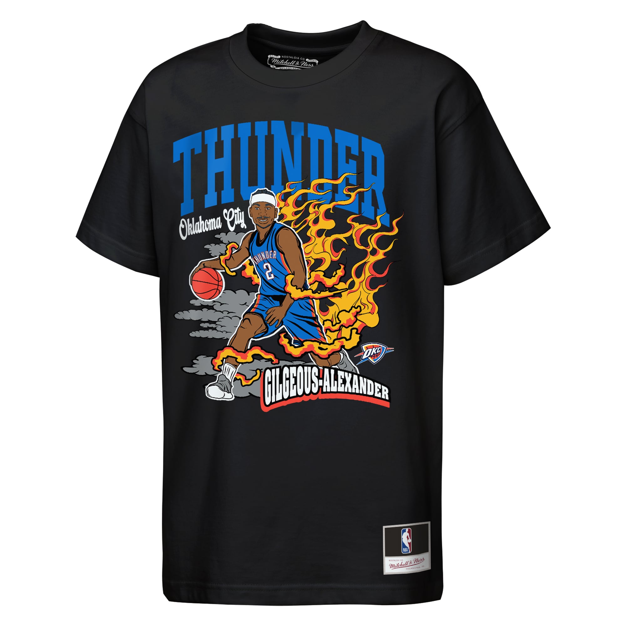 T-shirt Mitchell & Ness pour jeunes Shai Gilgeous-Alexander noir Oklahoma City Thunder « Fired Up »