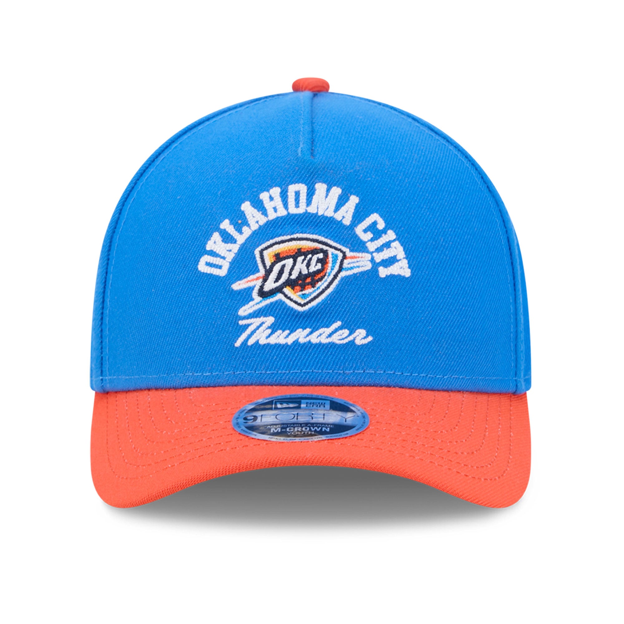 Casquette ajustable New Era bleue Oklahoma City Thunder Arch 9FORTY A-Frame M-Crown pour jeunes