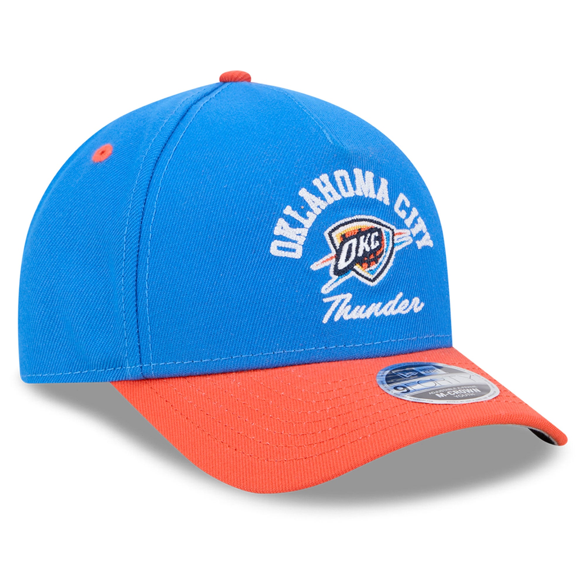 Casquette ajustable New Era bleue Oklahoma City Thunder Arch 9FORTY A-Frame M-Crown pour jeunes