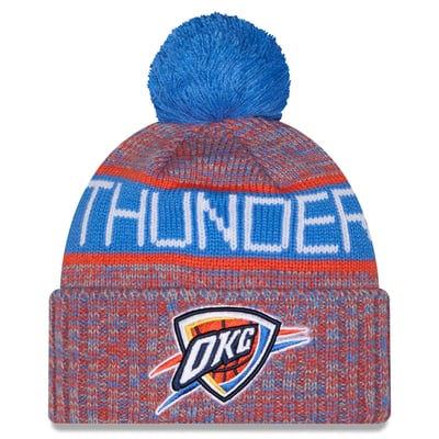 Oklahoma City Thunder New Era Youth Tri-Color Cuffed Knit Hat with Pom - Blue