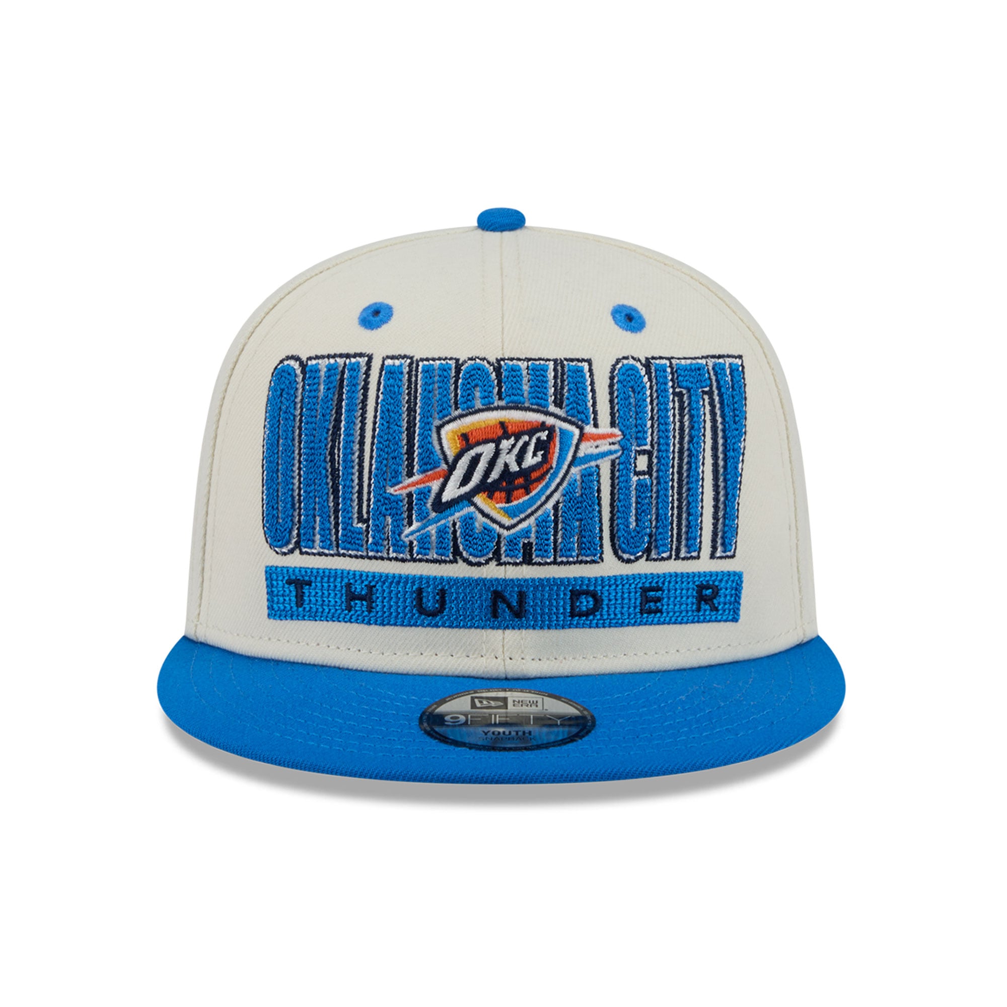 Casquette snapback New Era Classic 9FIFTY crème/bleue pour jeunes