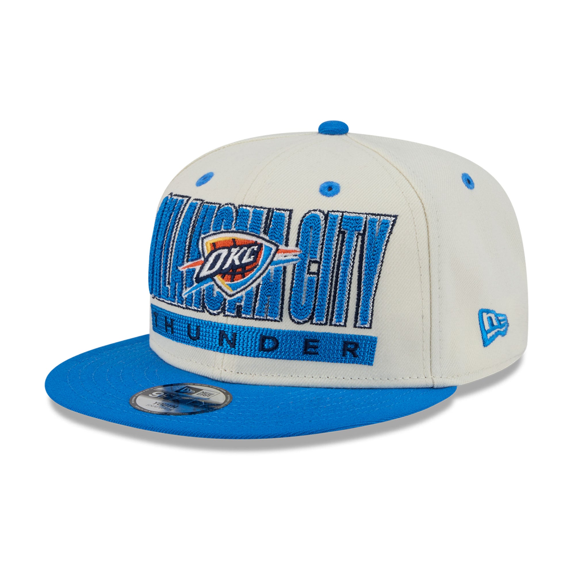 Casquette snapback New Era Classic 9FIFTY crème/bleue pour jeunes