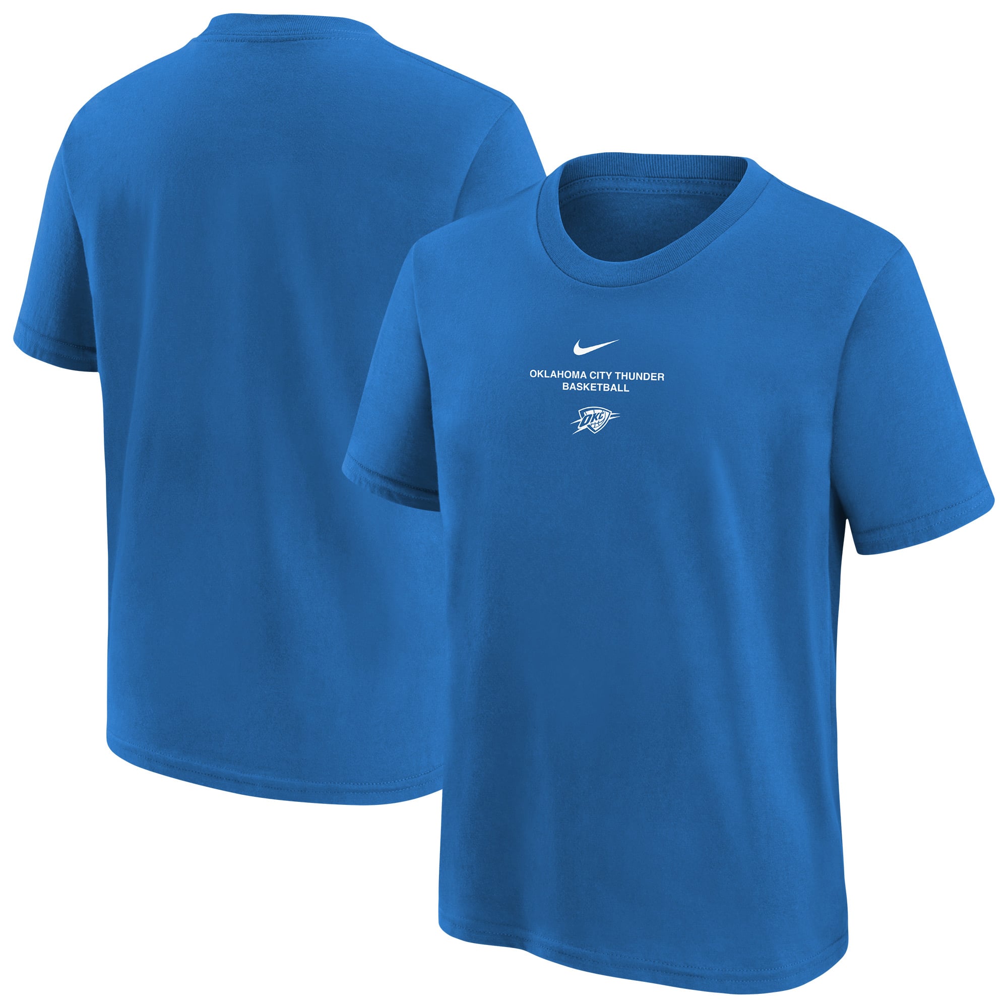 T-shirt d'entraînement Nike bleu pour jeunes, modèle standard Oklahoma City Thunder 2026