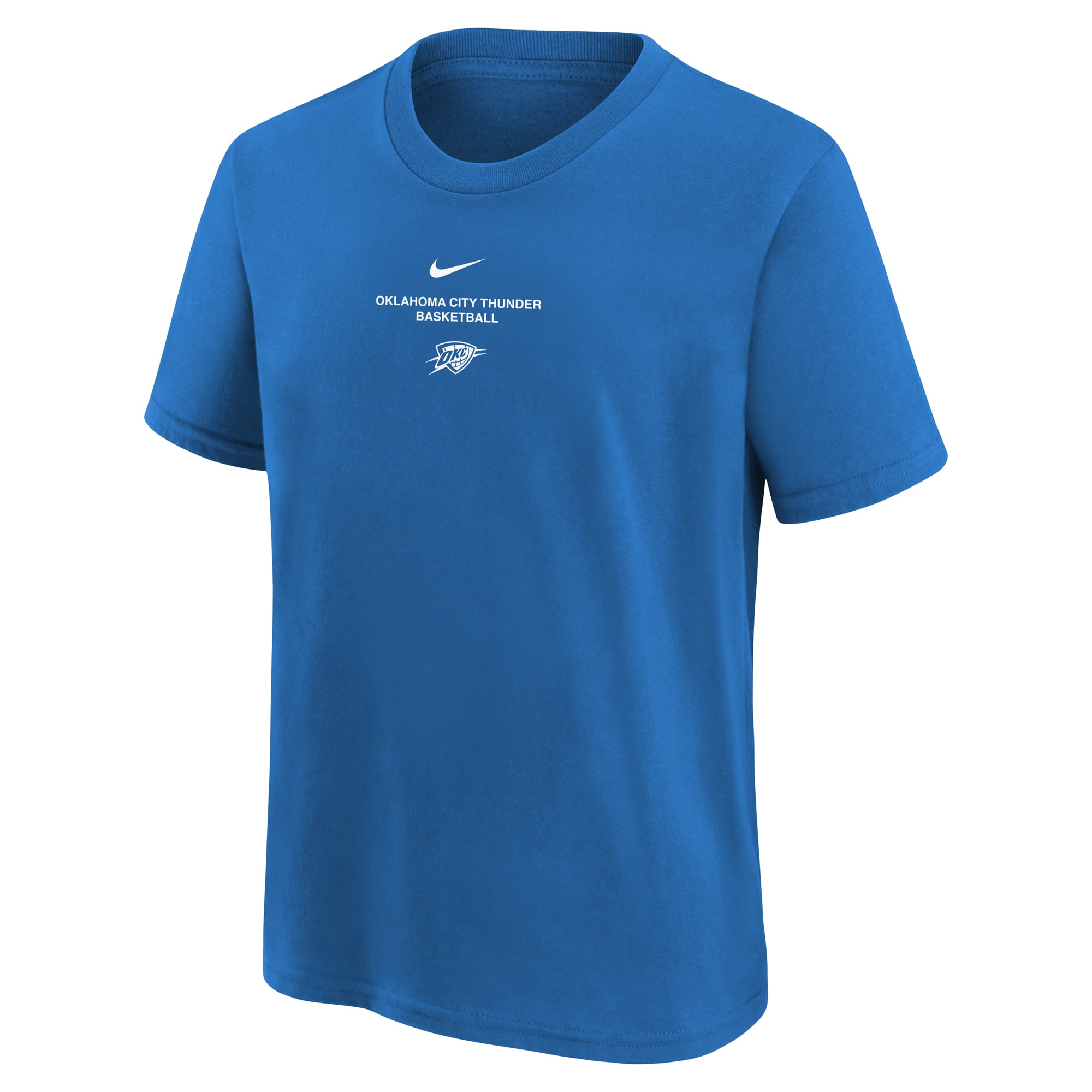 T-shirt d'entraînement Nike bleu pour jeunes, modèle standard Oklahoma City Thunder 2026