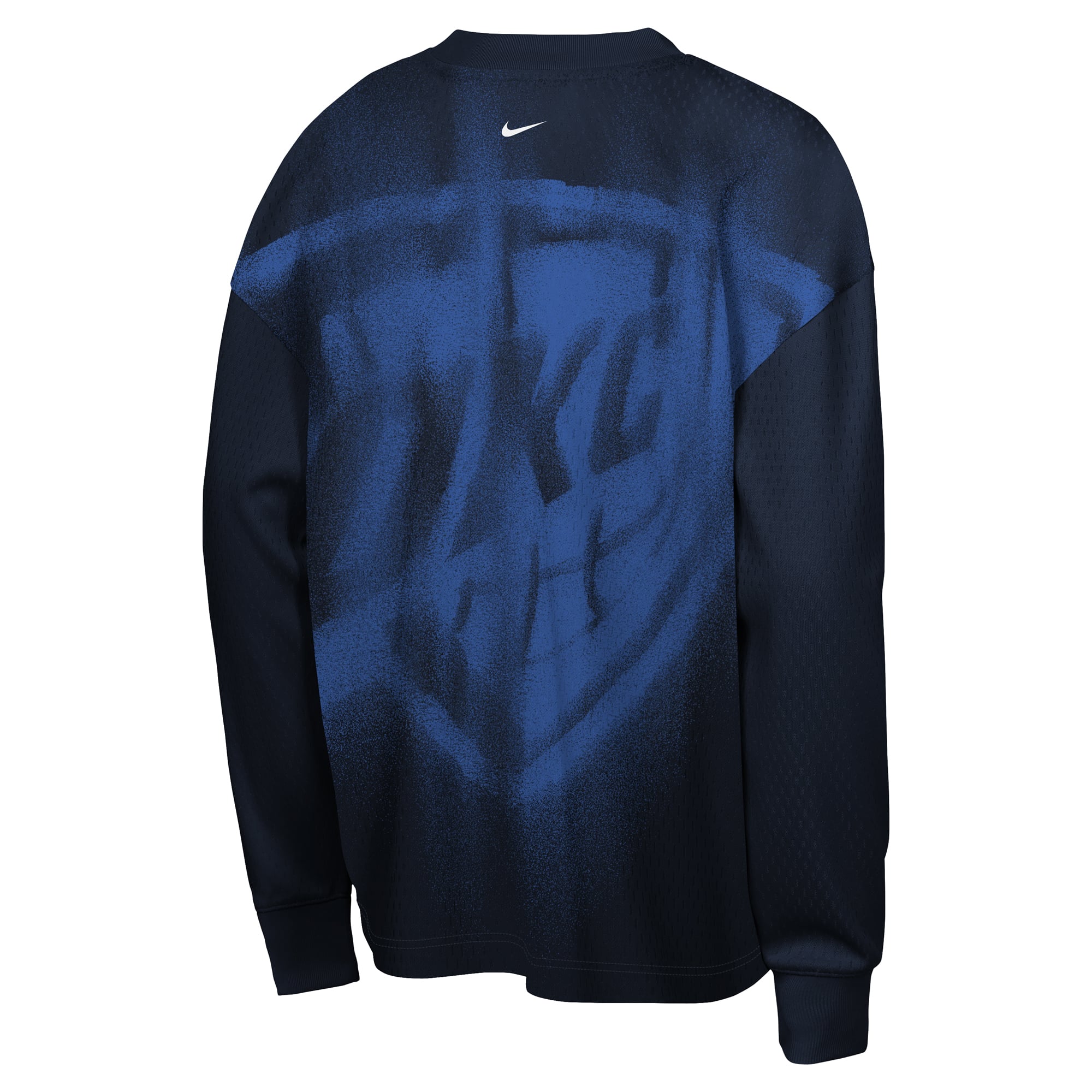 T-shirt à manches longues Nike bleu marine Oklahoma City Thunder 2026, modèle standard d'avant-match, pour jeunes.