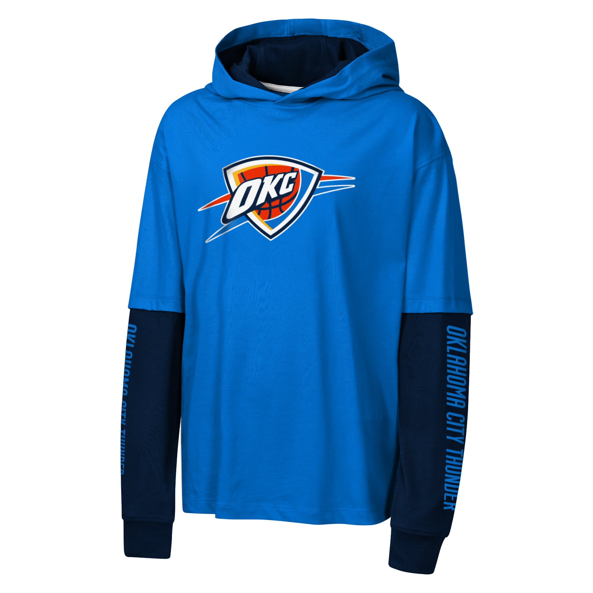 T-shirt à capuche surdimensionné Oklahoma City Thunder Double Nickel bleu pour jeunes Outerstuff