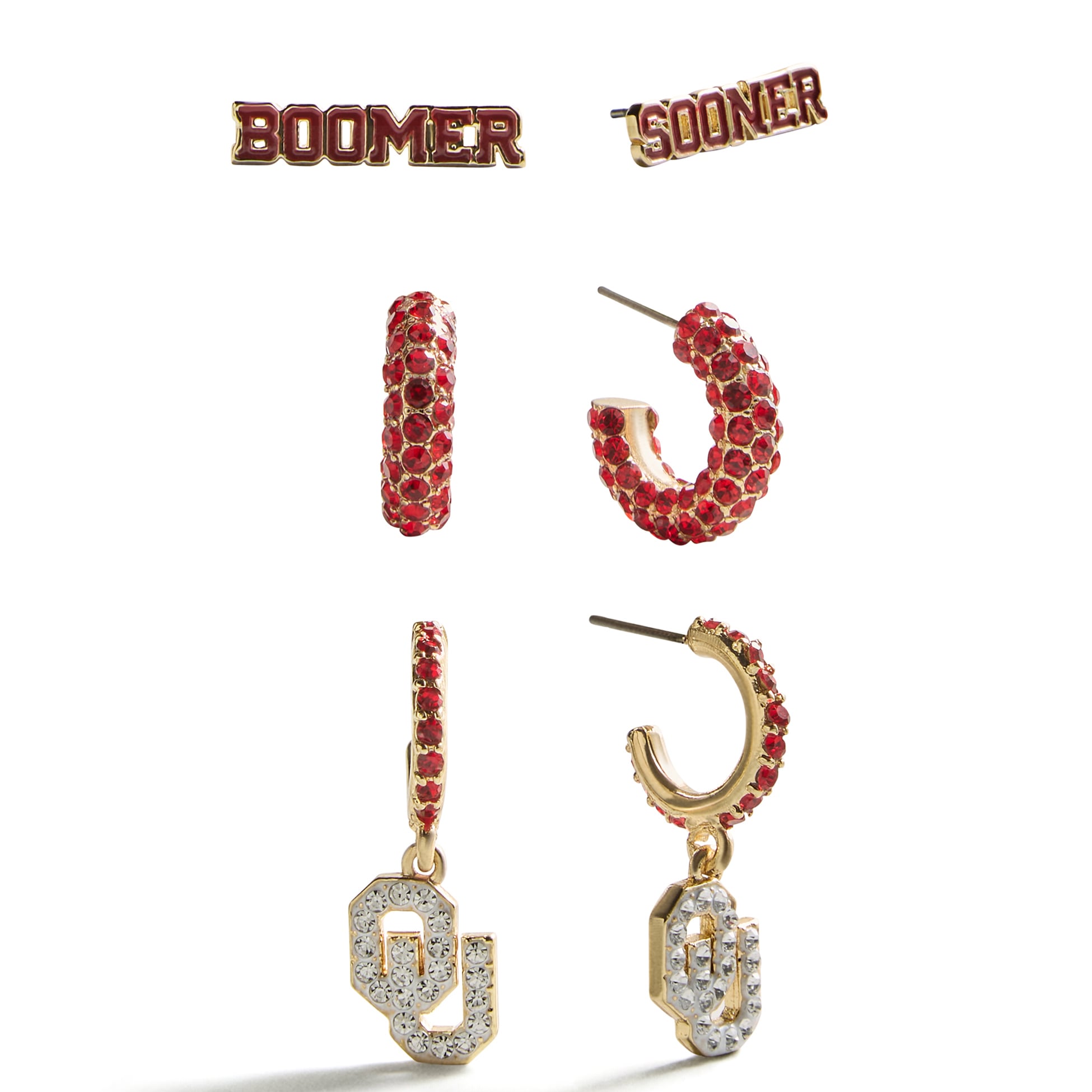Ensemble de boucles d'oreilles 3 pièces BaubleBar Oklahoma Sooners