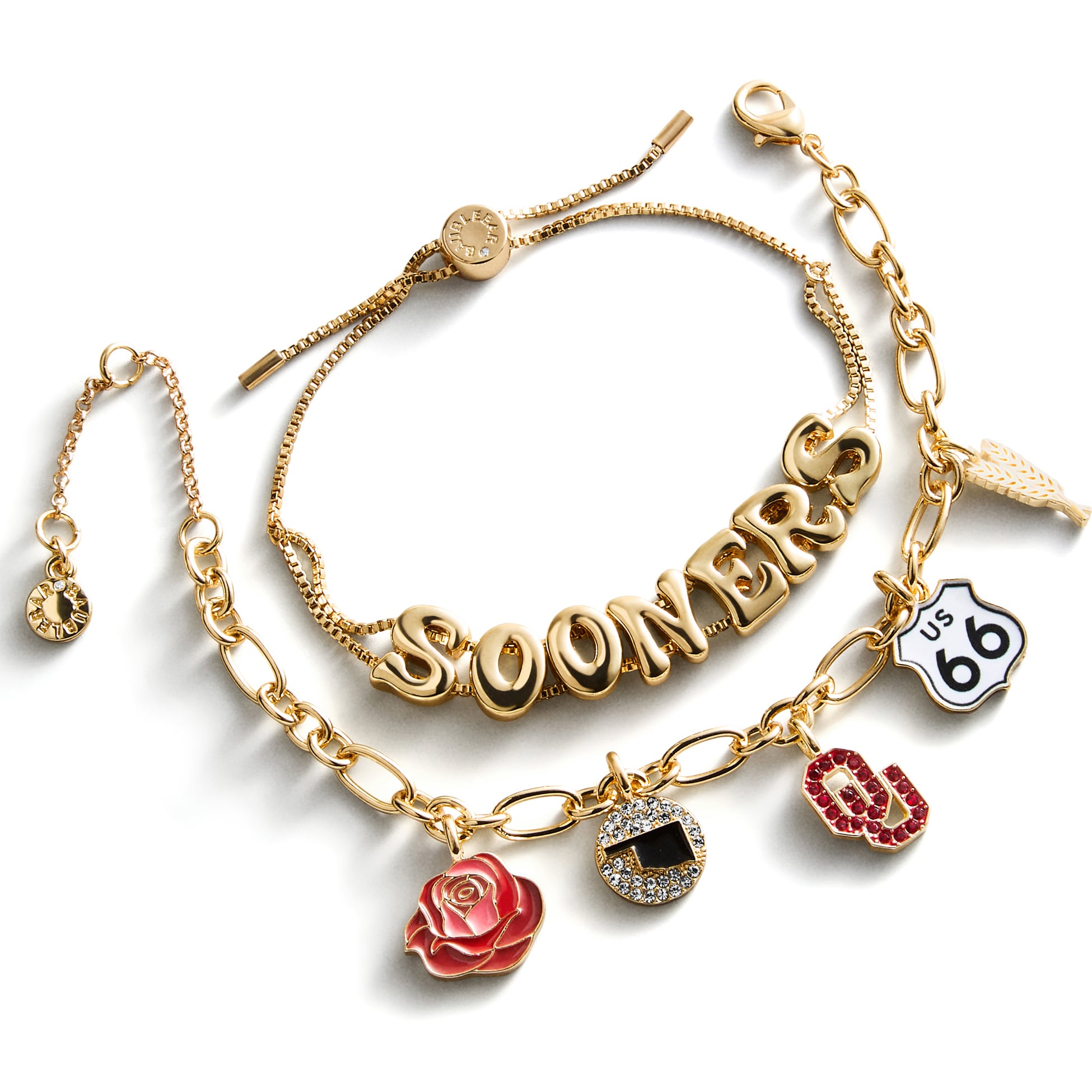 Ensemble de deux bracelets délicats à breloques et slogan BaubleBar Oklahoma Sooners