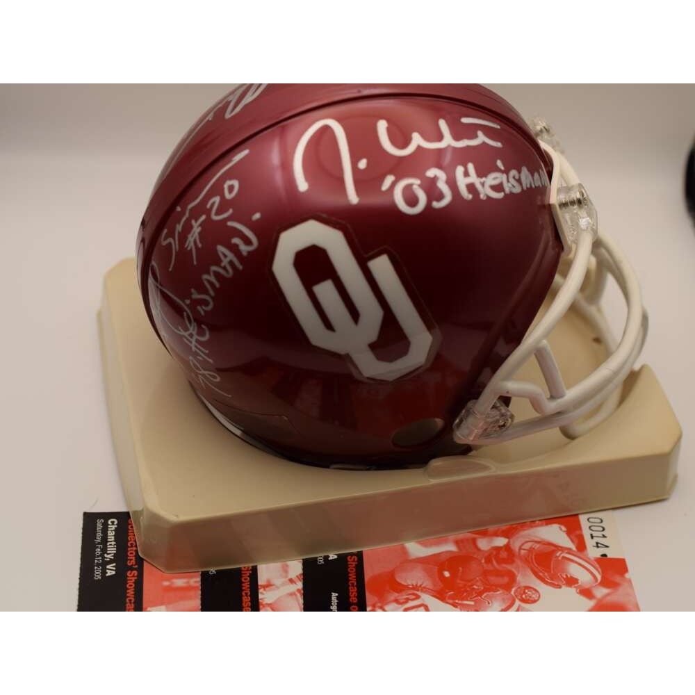 Billy Sims Steve Owens Jason White CSA Show Ticket Coa Mini Helmet Signed