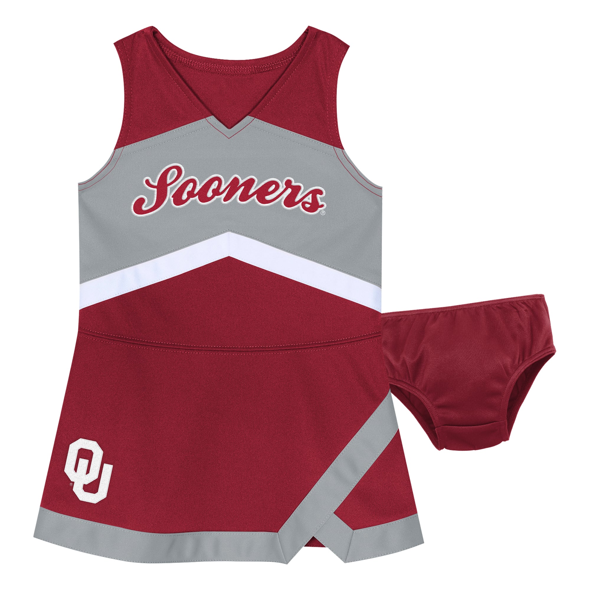 Girls Preschool Outerstuff Crimson Oklahoma Sooners Two-Piece Cheer Captain Jumper Dress & Bloomers Set