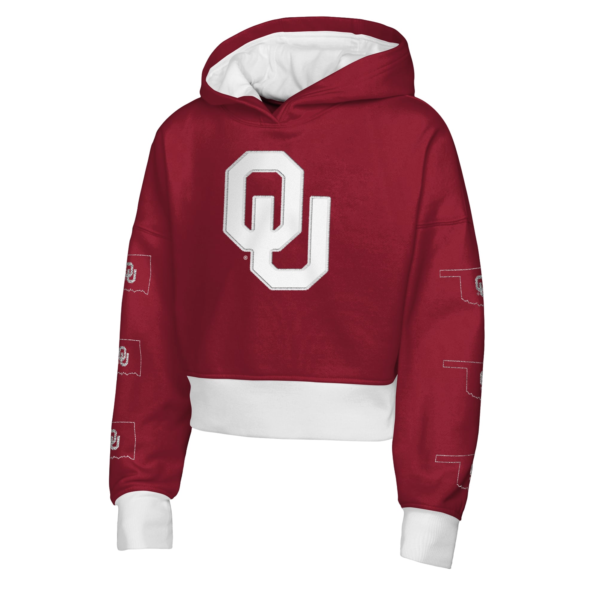 Girls Youth Outerstuff Crimson Oklahoma Sooners Fair Catch Poly Fleece Hoodie