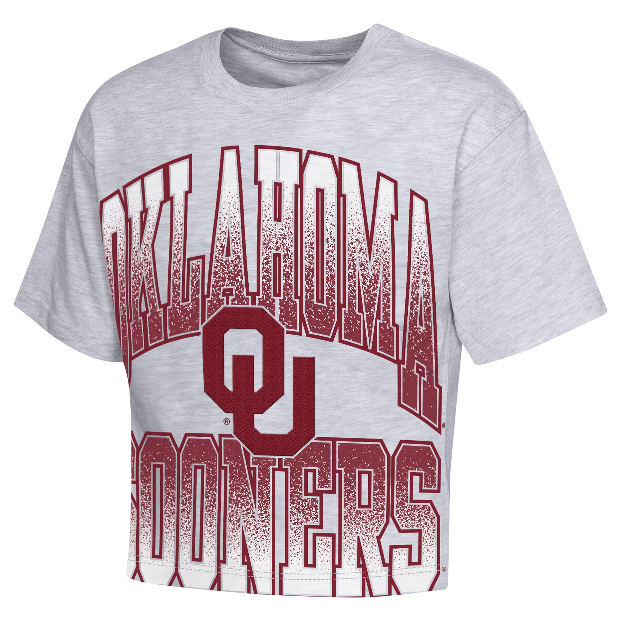 Girls Youth Outerstuff Heather Gray Oklahoma Sooners Big Team Energy Cropped Boxy T-Shirt