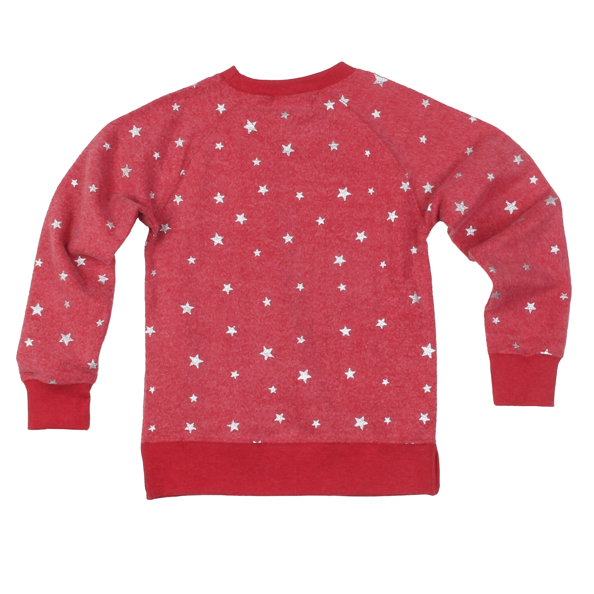Girls Youth Wes & Willy Crimson Oklahoma Sooners Shimmer Star Reverse Fleece Sweatshirt