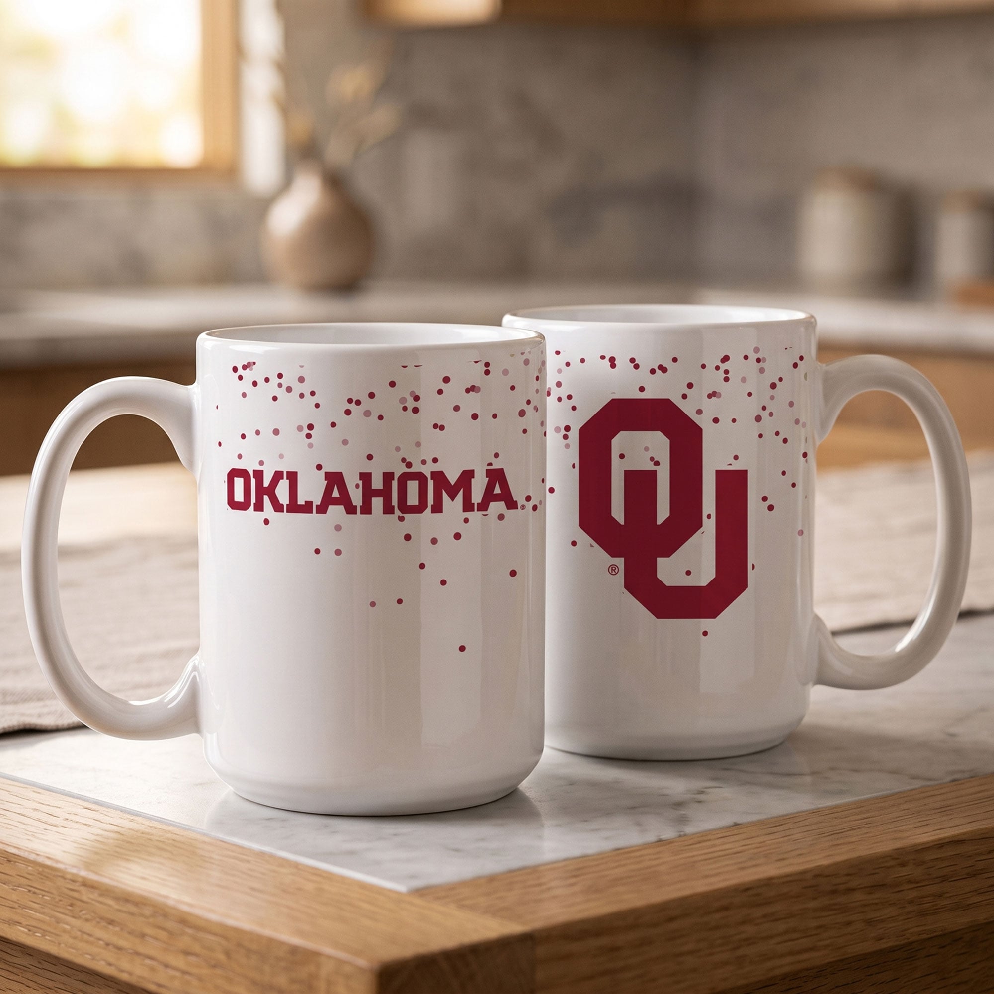 Indigo Falls Oklahoma Sooners Confetti Mug - Set of 2