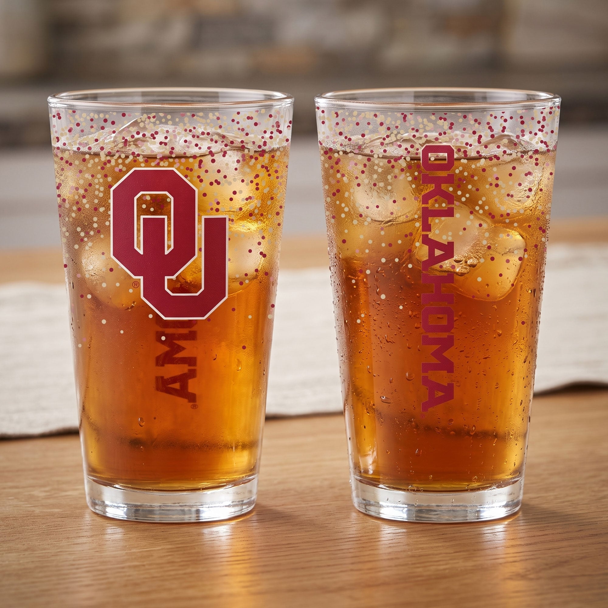 Indigo Falls Oklahoma Sooners Confetti Pints - Set of 2