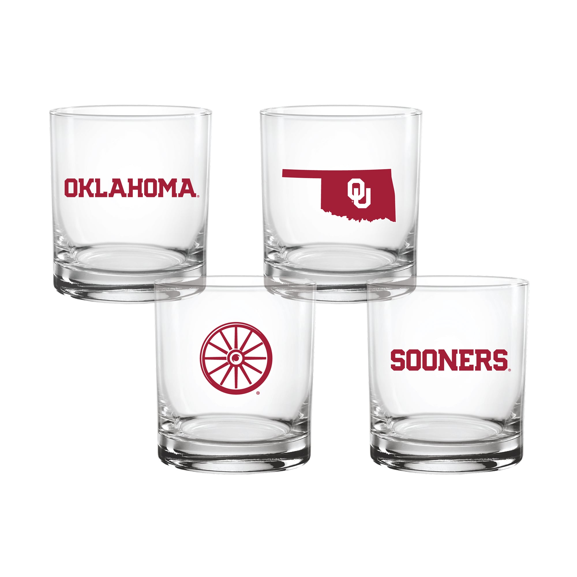 Indigo Falls  Oklahoma Sooners Core 4-Pack Collectors Rocks Glass Set