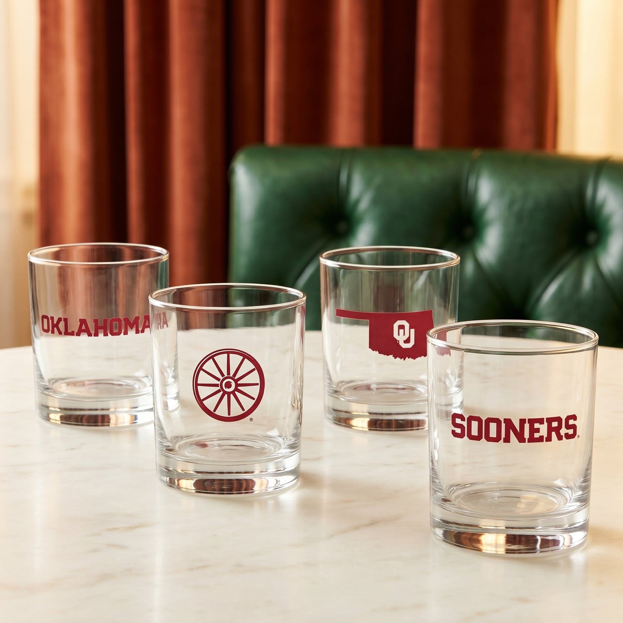 Indigo Falls  Oklahoma Sooners Core 4-Pack Collectors Rocks Glass Set