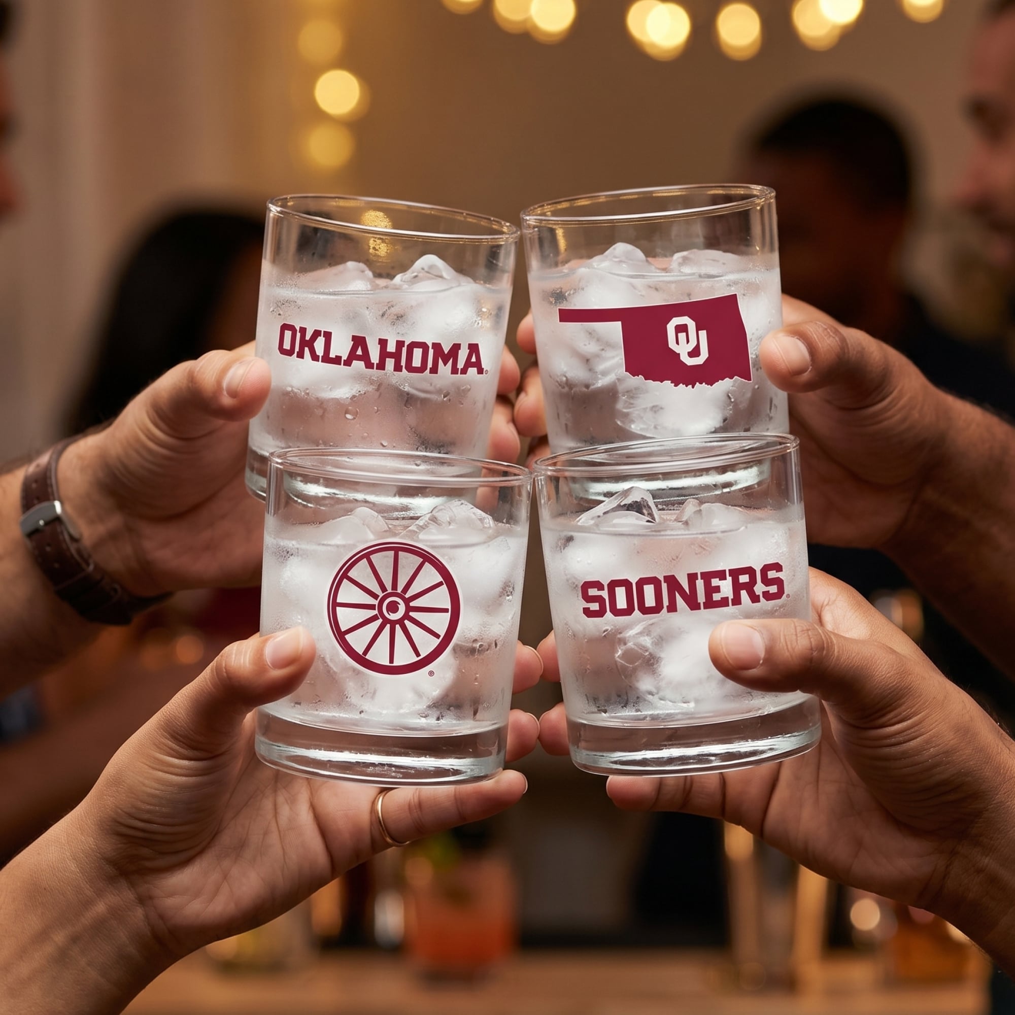 Indigo Falls  Oklahoma Sooners Core 4-Pack Collectors Rocks Glass Set