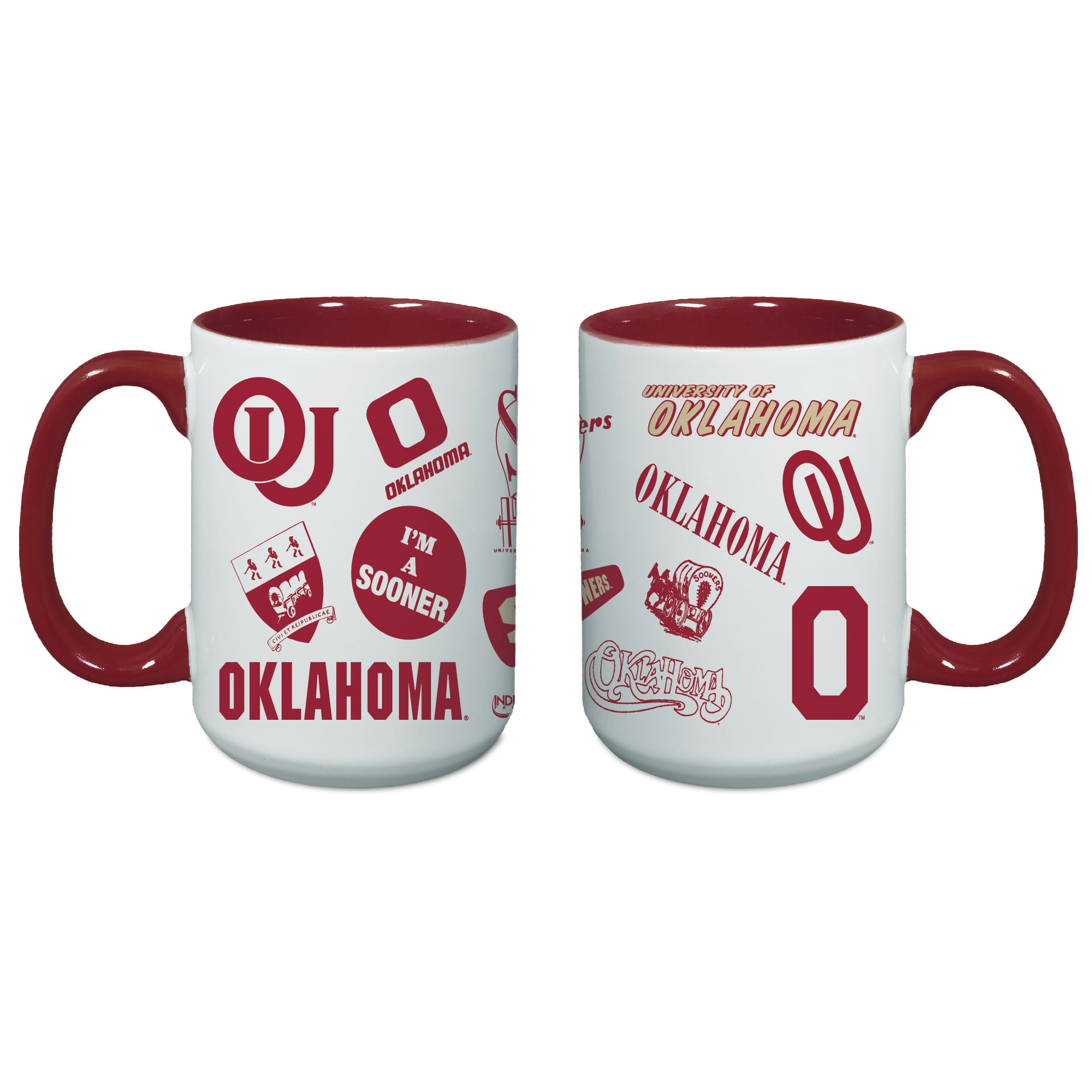 Indigo Falls Oklahoma Sooners Core College Vintage Medley Two-Pack Mug Set
