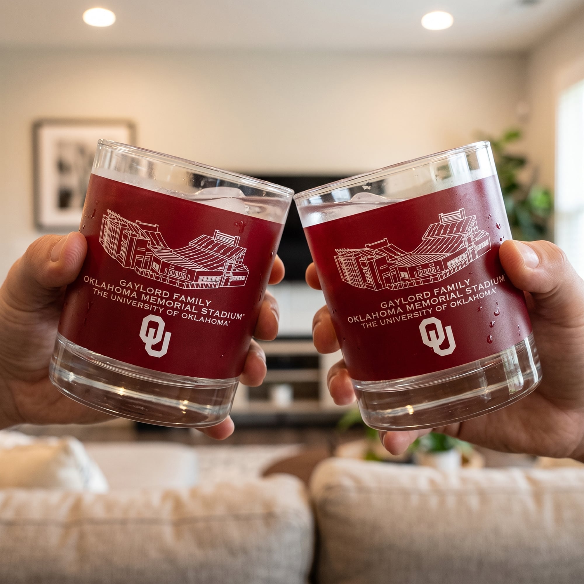 Indigo Falls  Oklahoma Sooners Core Stadium Rocks Glass 2-Pack