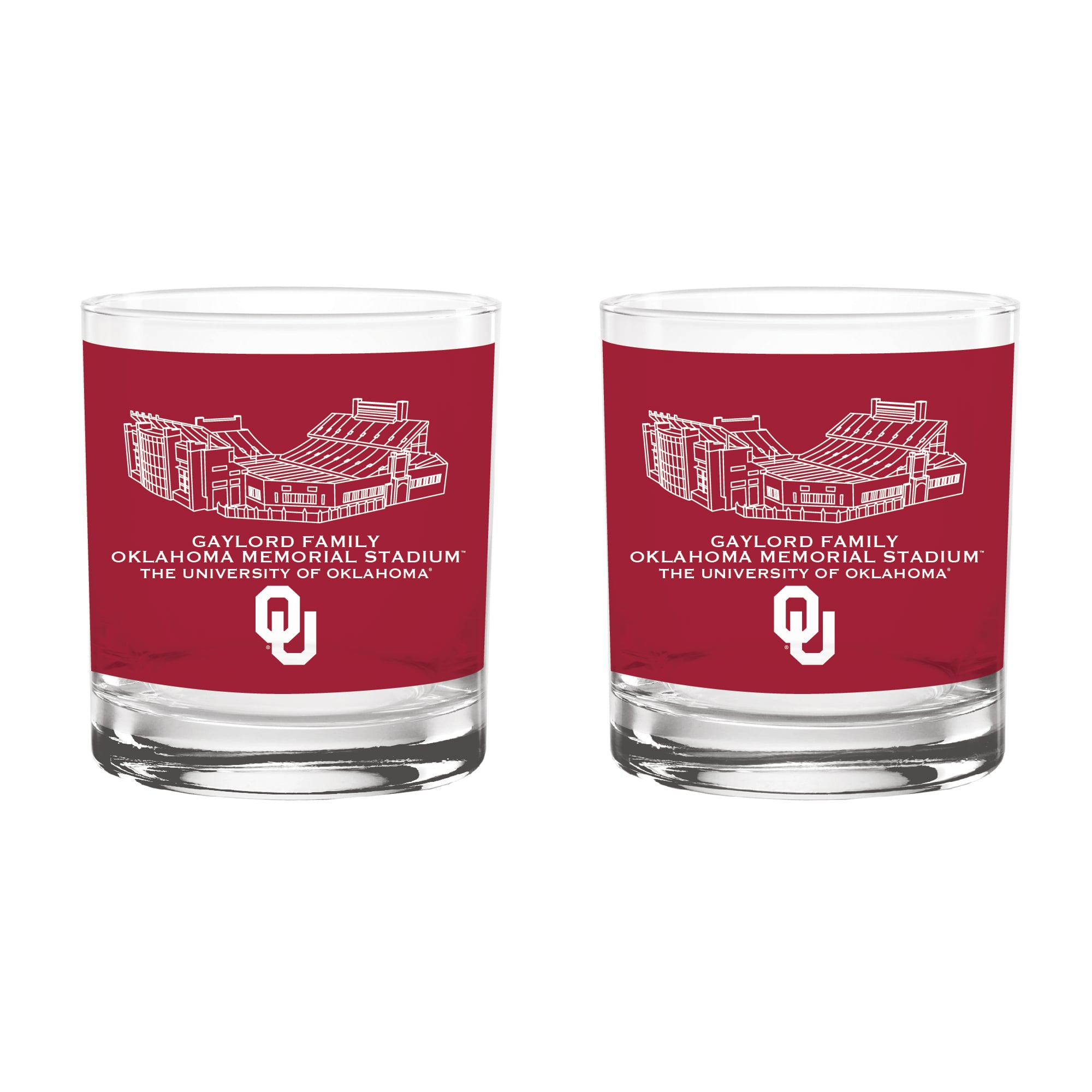 Indigo Falls  Oklahoma Sooners Core Stadium Rocks Glass 2-Pack