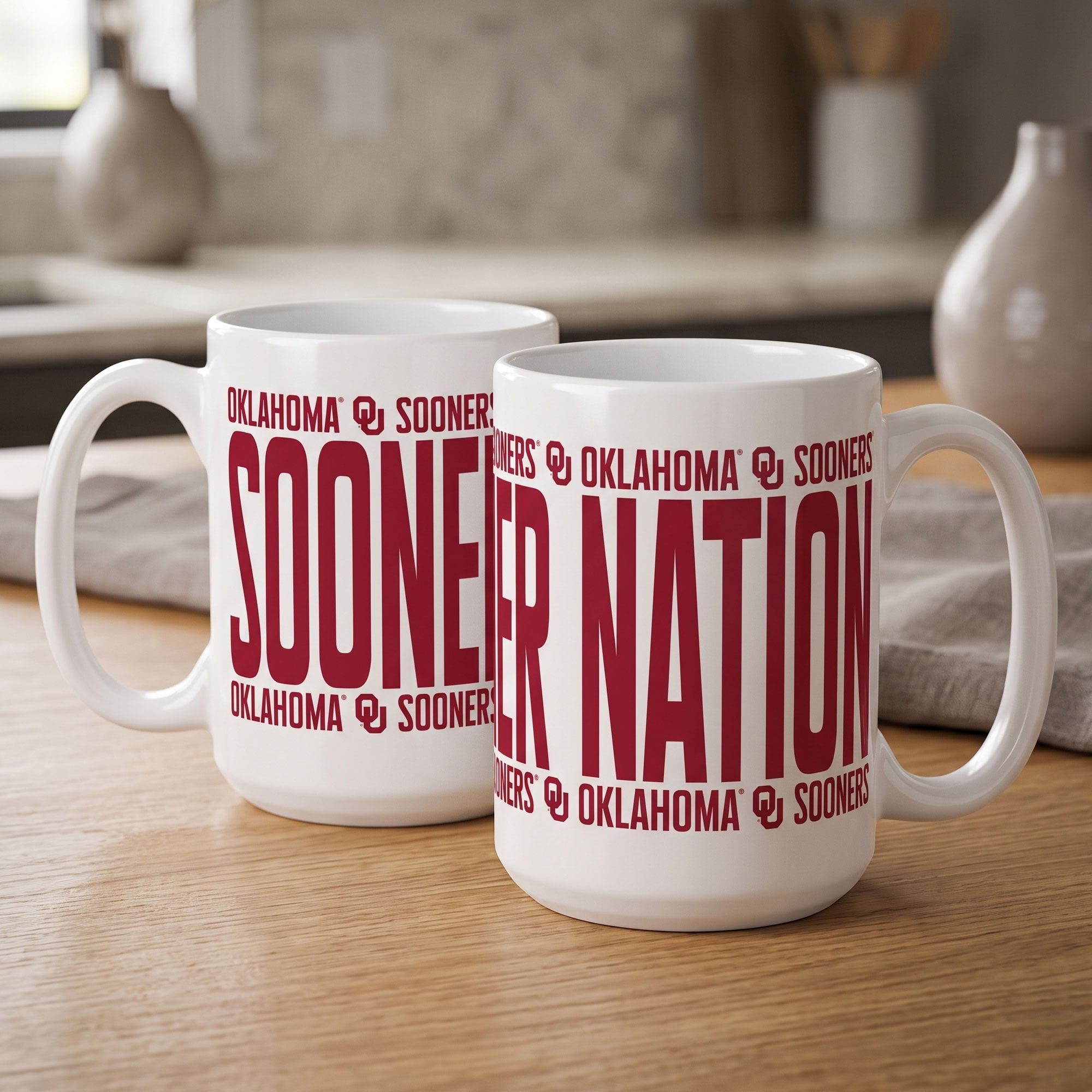 Indigo Falls Oklahoma Sooners Elevated Mug - Set of 2