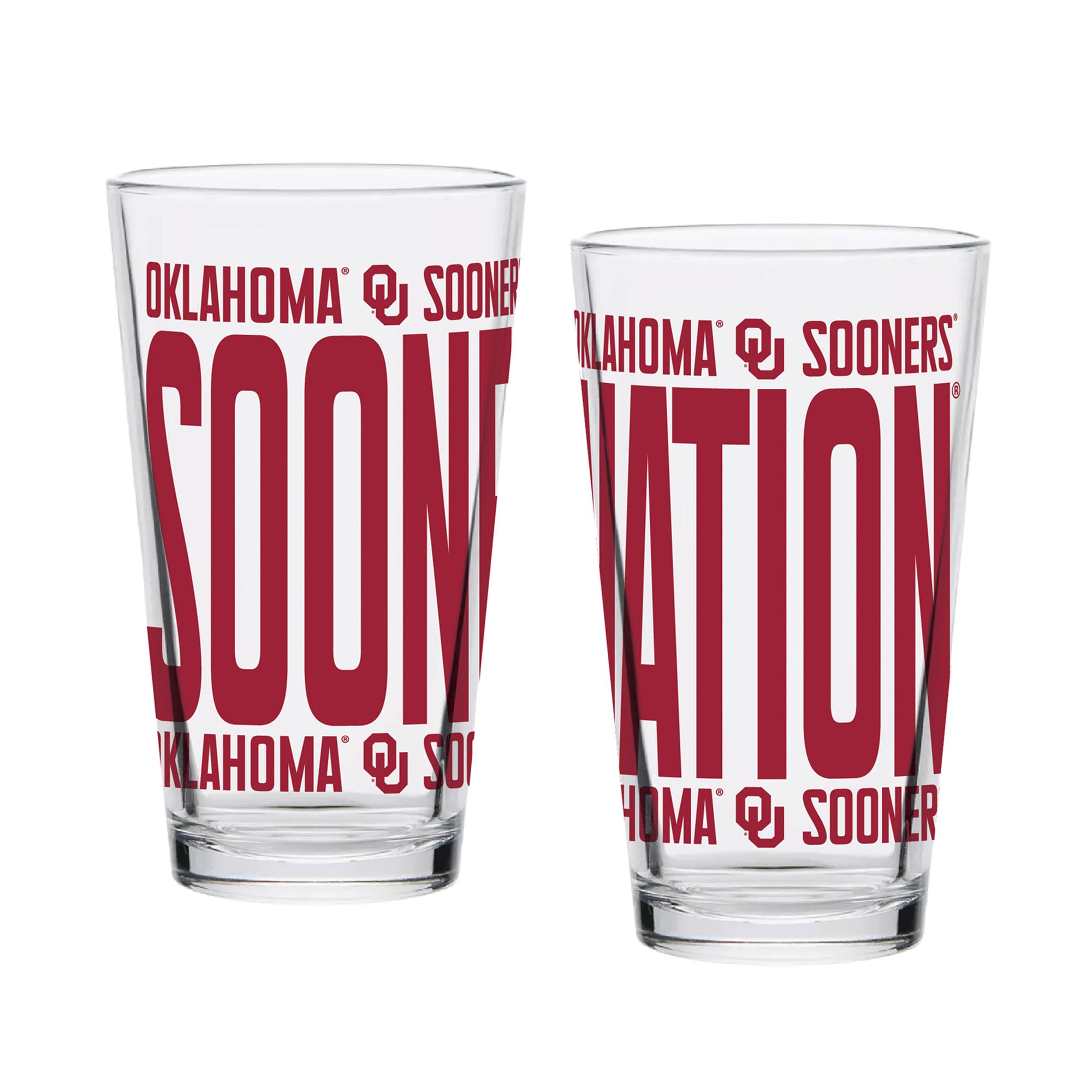 Indigo Falls Oklahoma Sooners Elevated Pint Glass Set of 2