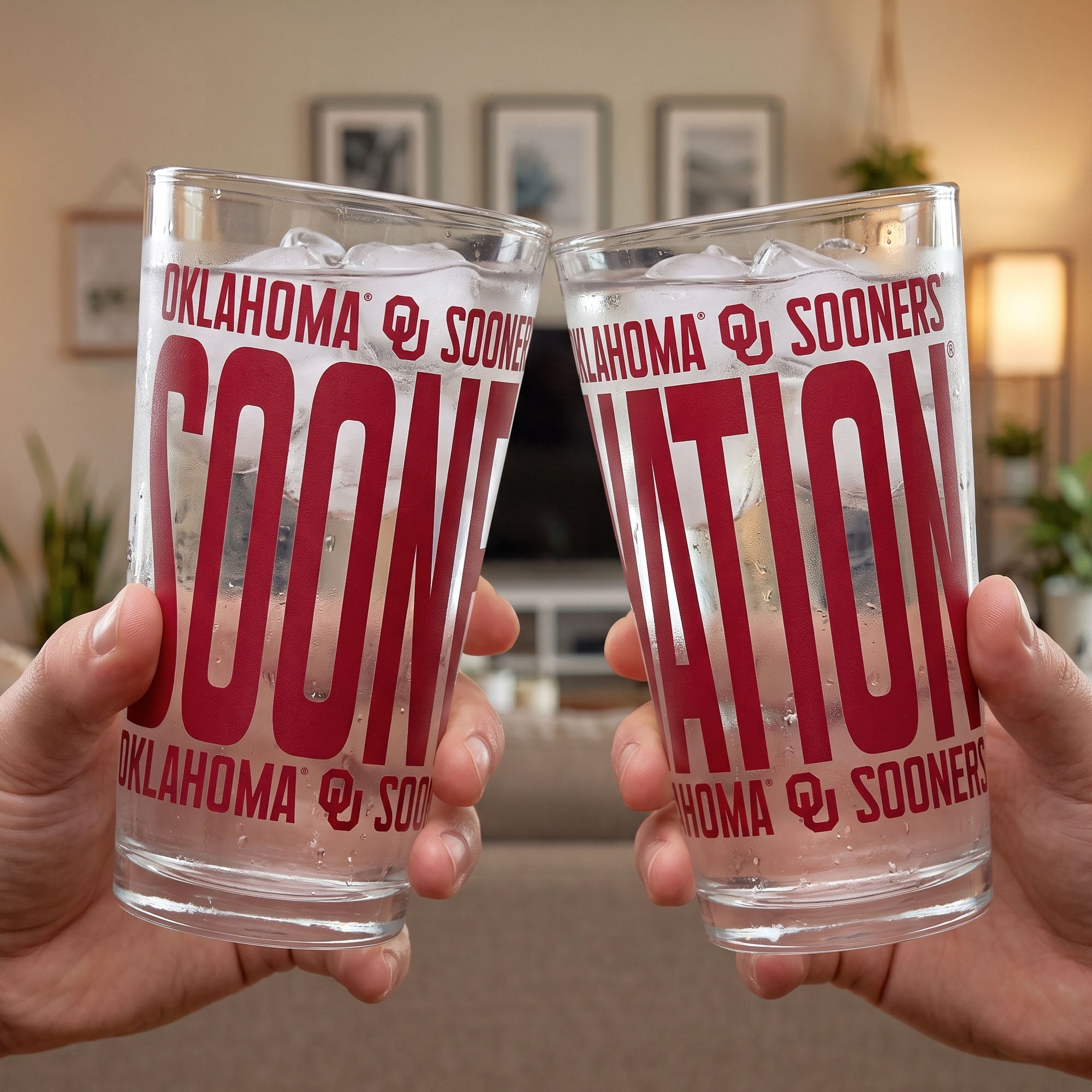 Indigo Falls Oklahoma Sooners Elevated Pint Glass Set of 2